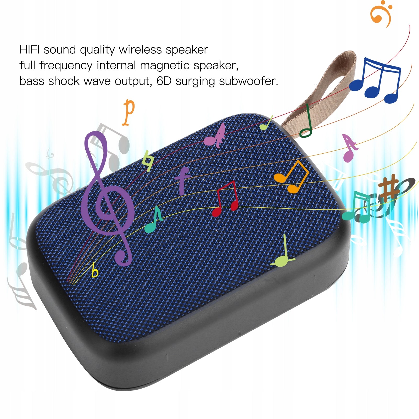 BLUETOOTH SPEAKER PORTABLE WIRELESS BASS FM USB RADIO 3W BLUE Packaging status original