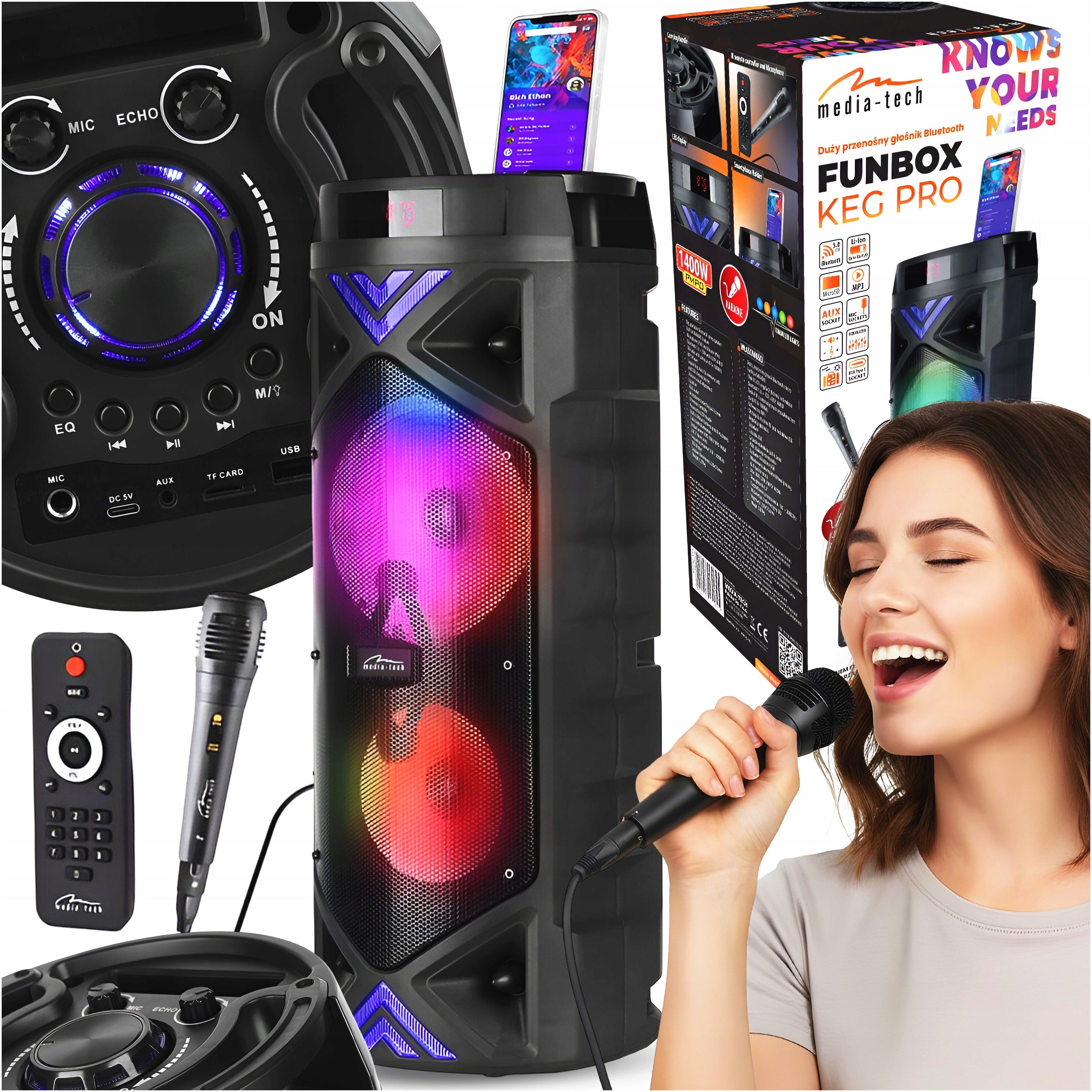 BLUETOOTH SPEAKER PORTABLE WIRELESS KARAOKE RADIO MEDIATECH KEG