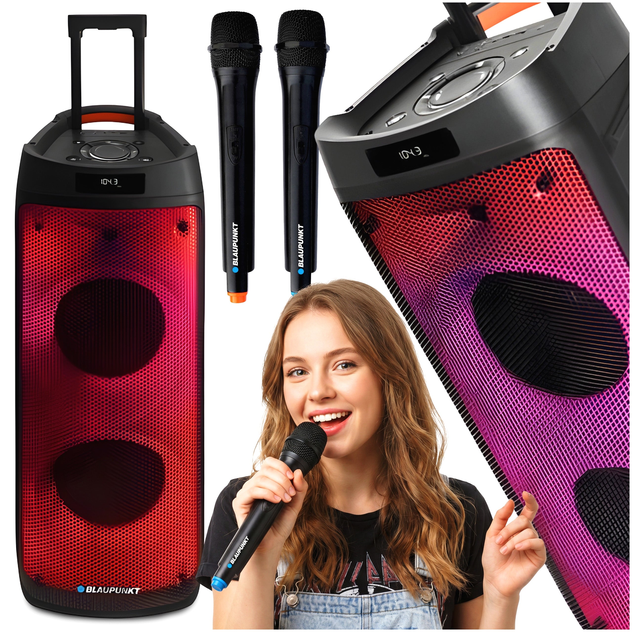 BLUETOOTH SPEAKER PORTABLE WIRELESS LARGE KARAOKE BLAUPUNKT MICROPHONE