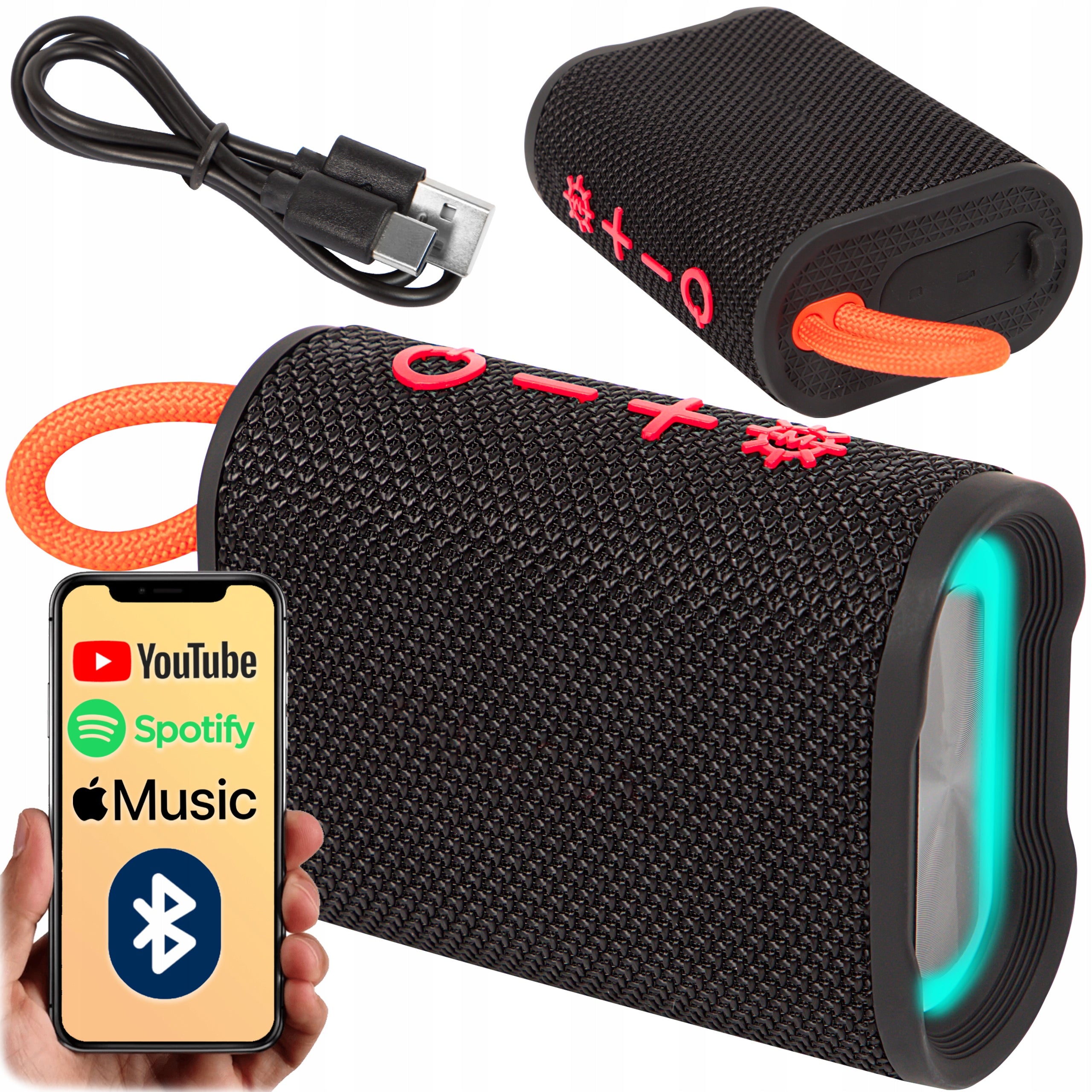 BLUETOOTH SPEAKER PORTABLE WIRELESS WATERPROOF IP67 RADIO FM USB RGB
