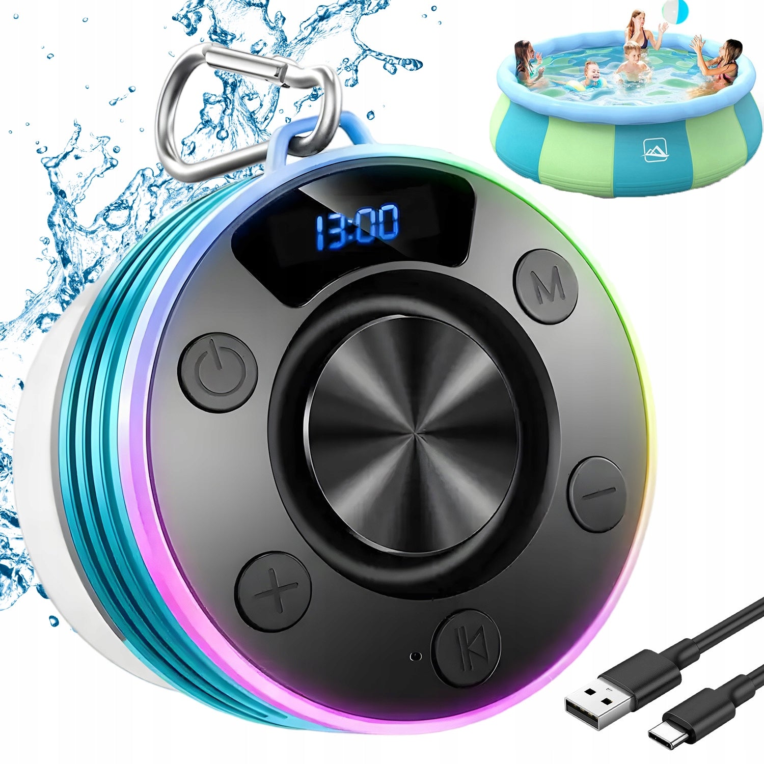 BLUETOOTH SPEAKER PORTABLE WIRELESS WATERPROOF IPX7 RGB
