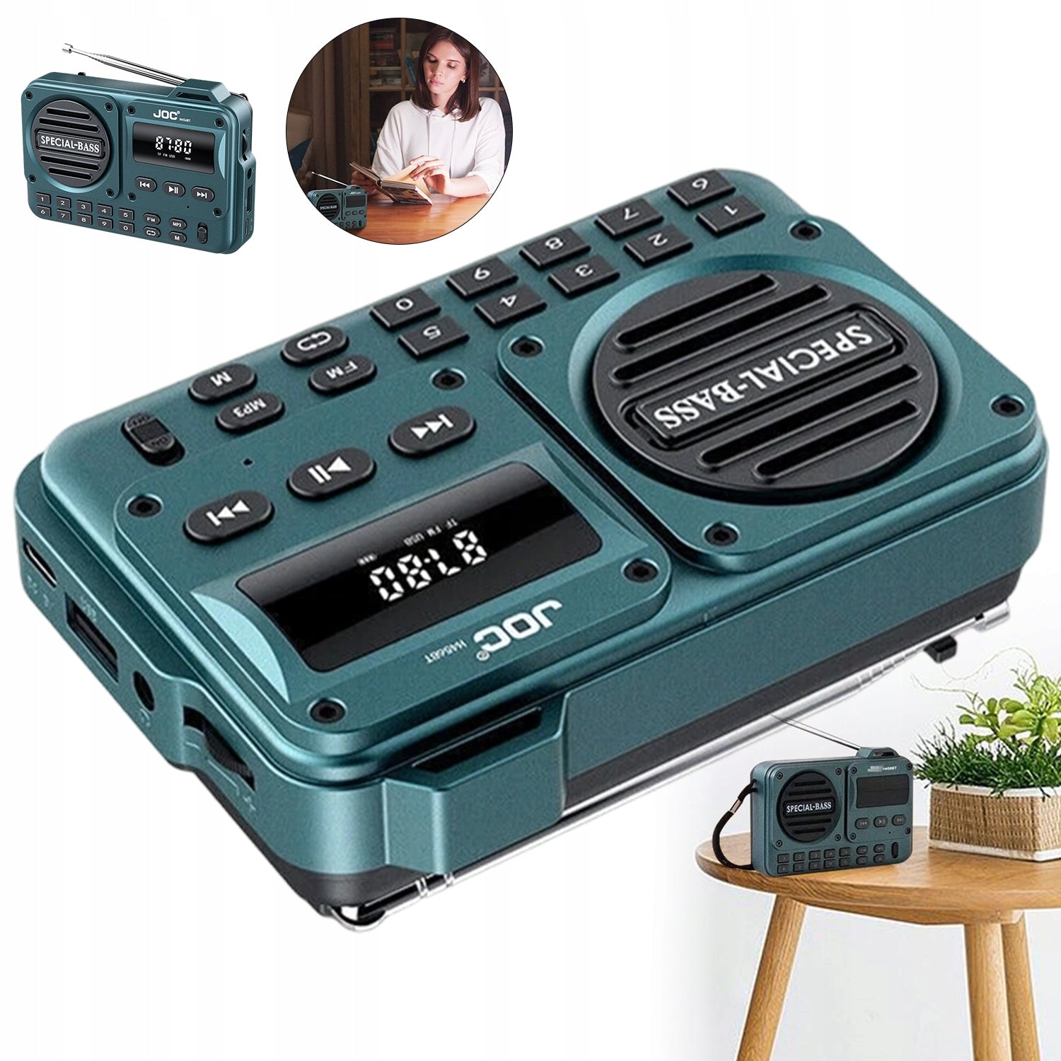 BLUETOOTH SPEAKER RADIO FM WITH USB-C CHARGING 800MAH PORTABLE BATTERY