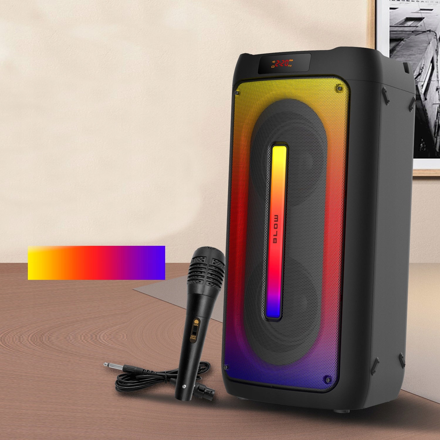 BLUETOOTH SPEAKER USB PORTABLE BOOMBOX RGB KARAOKE MICROPHONE REMOTE CONTROL SET Brand Blow