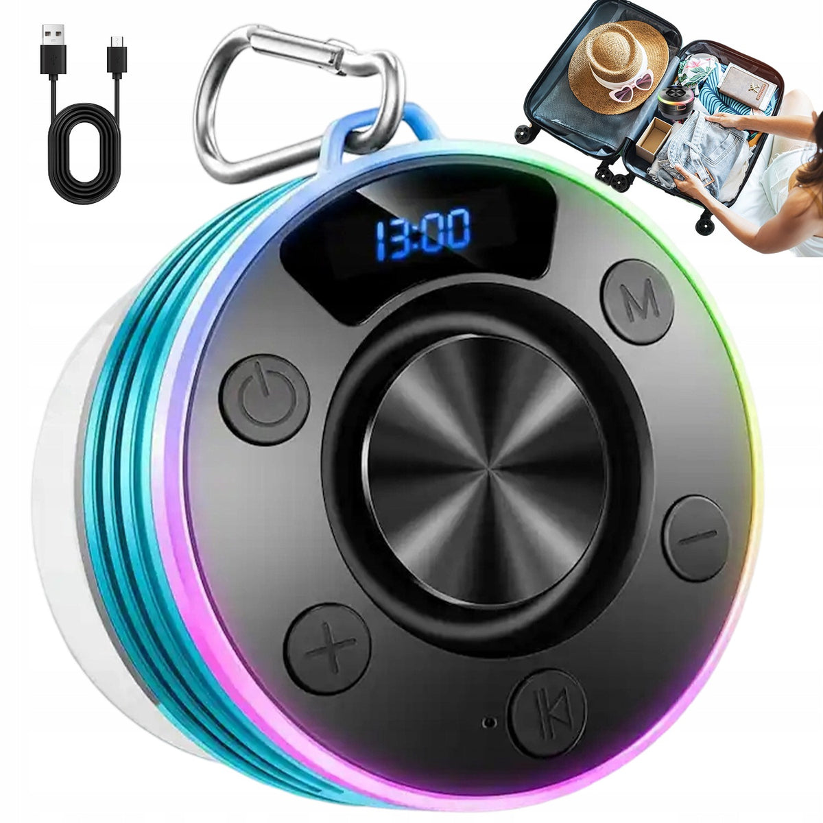 BLUETOOTH SPEAKER WATERPROOF IPX7 RGB 8H SWIMMING POOL SHOWER CAMPING