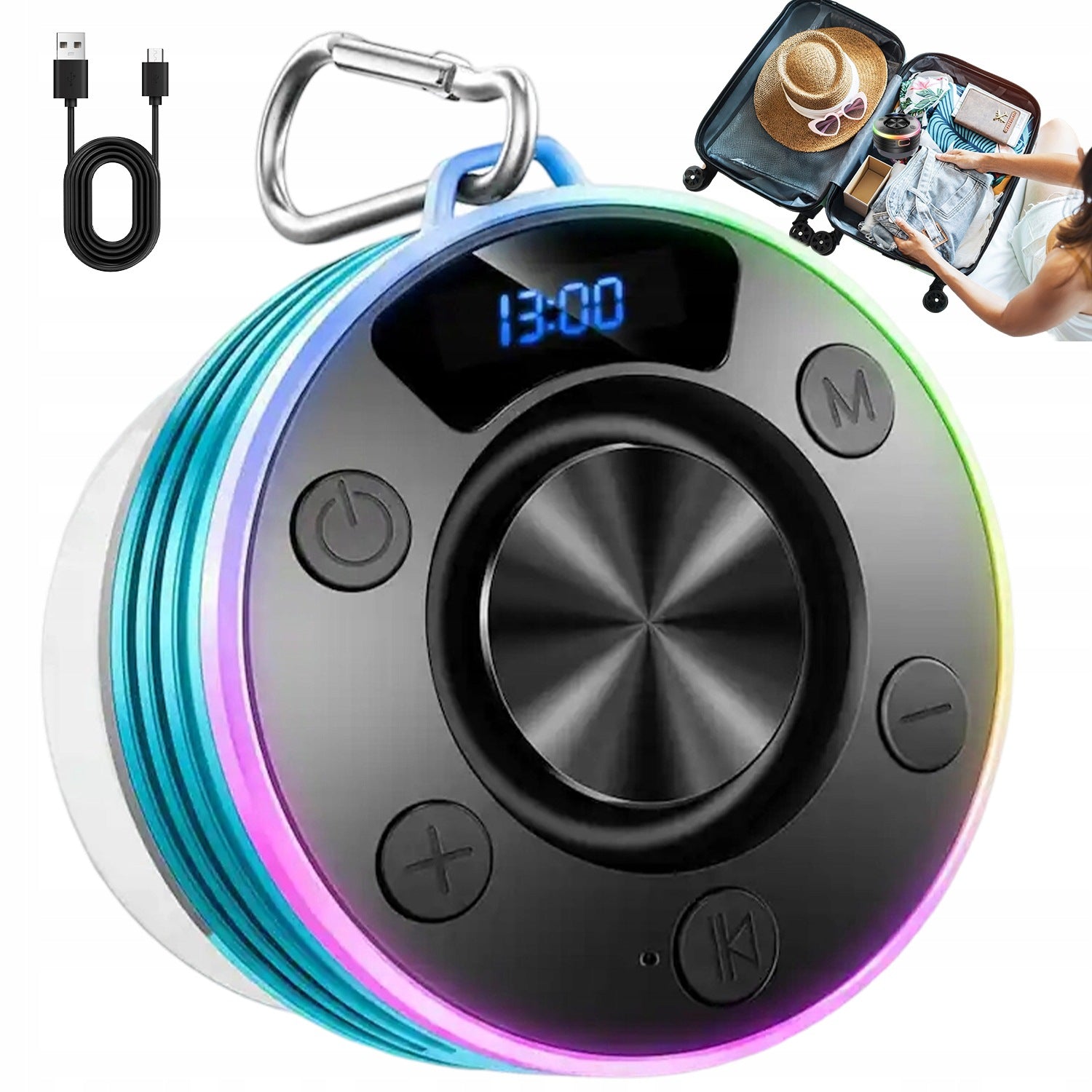 BLUETOOTH SPEAKER WATERPROOF IPX7 RGB 8H SWIMMING POOL SHOWER CAMPING