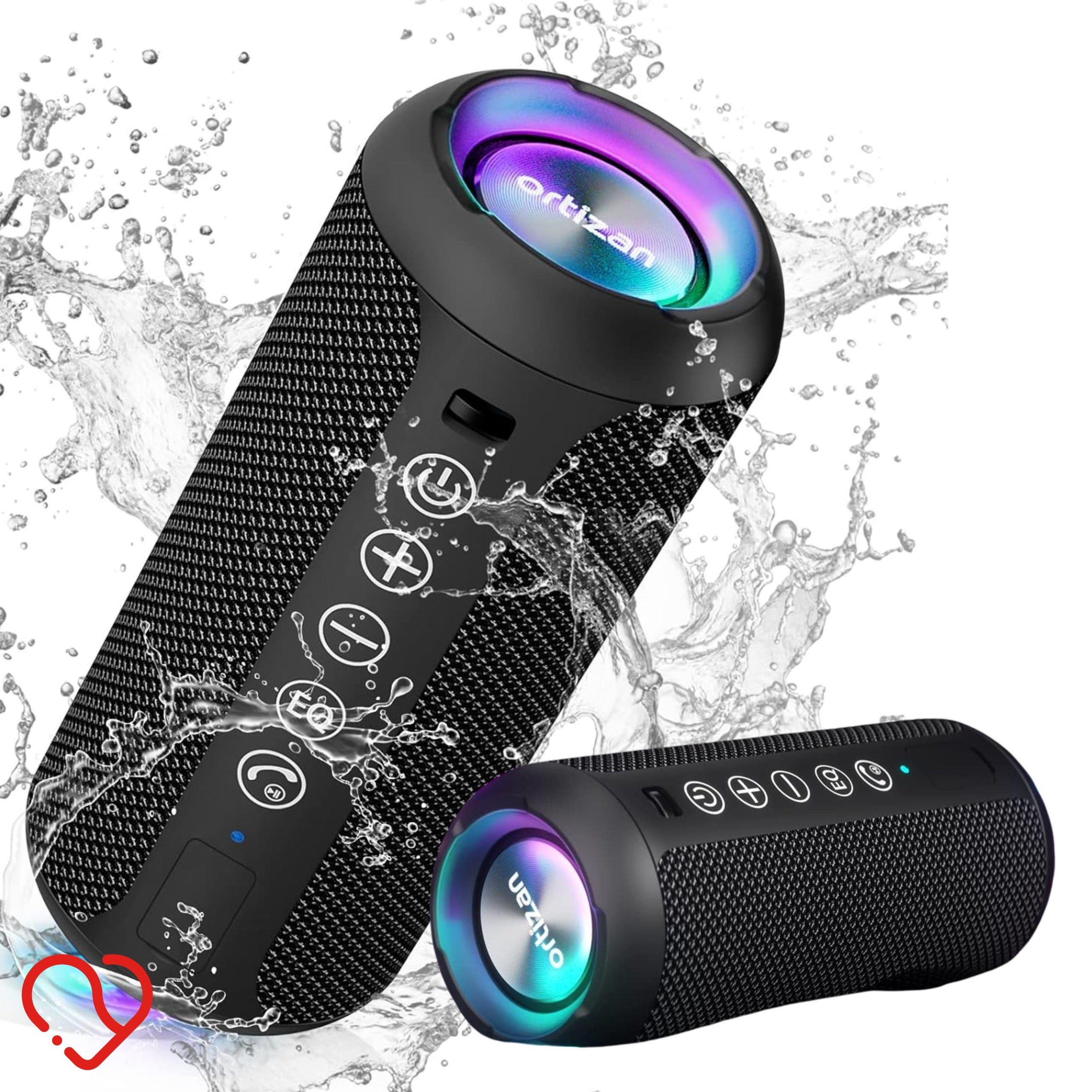 BLUETOOTH SPEAKER WATERPROOF RGB 24W LED IPX7 BASS ORTIZAN X10 PORTABLE