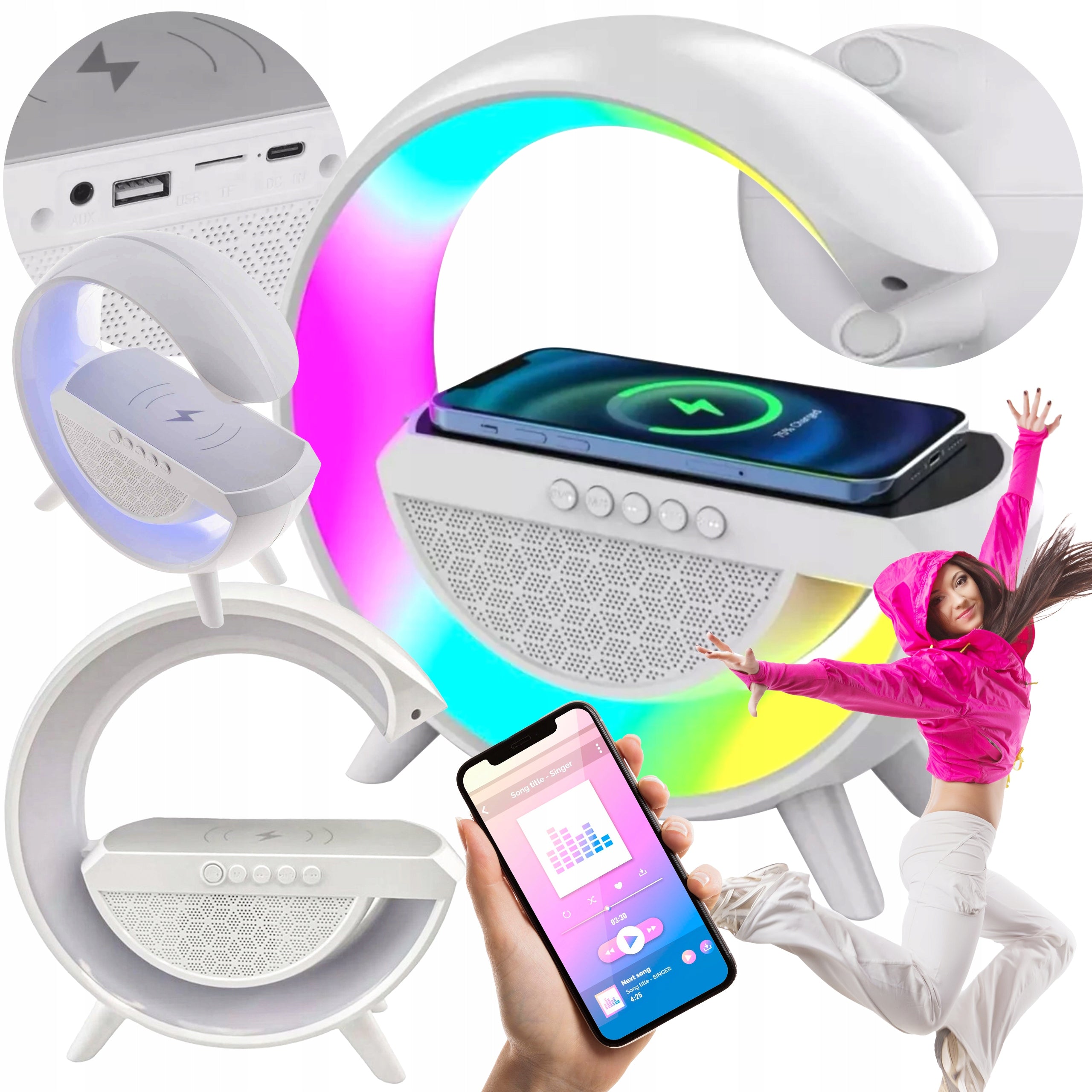 BLUETOOTH SPEAKER WIRELESS INDUCTION CHARGER BACKLIGHT RGB PRO