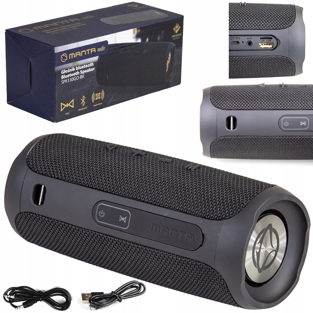 BLUETOOTH SPEAKER WIRELESS PORTABLE MANTA RADIO FM AUX IPX4 TWS MP3