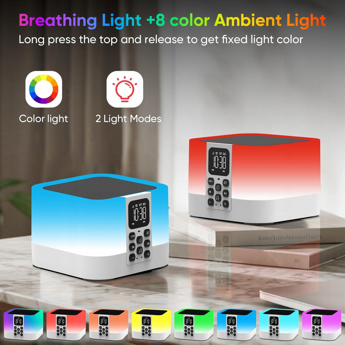 BLUETOOTH SPEAKER WITH LAMP 10.3CM ALARM CLOCK NOISE Night light Manufacturer code DY29Z