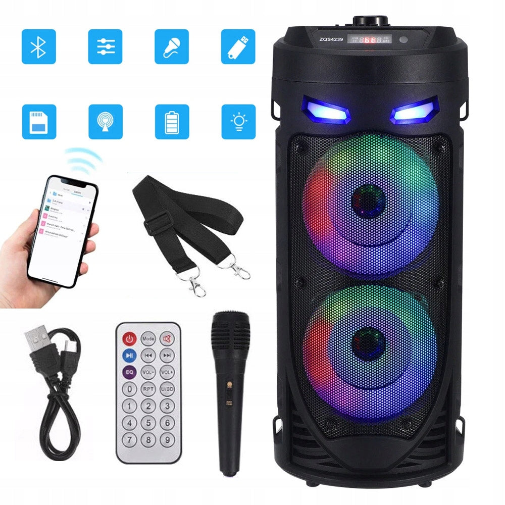 BLUETOOTH SPEAKER WITH LIGHTS, PORTABLE BATTERY SPEAKER WITH MICROPHONE