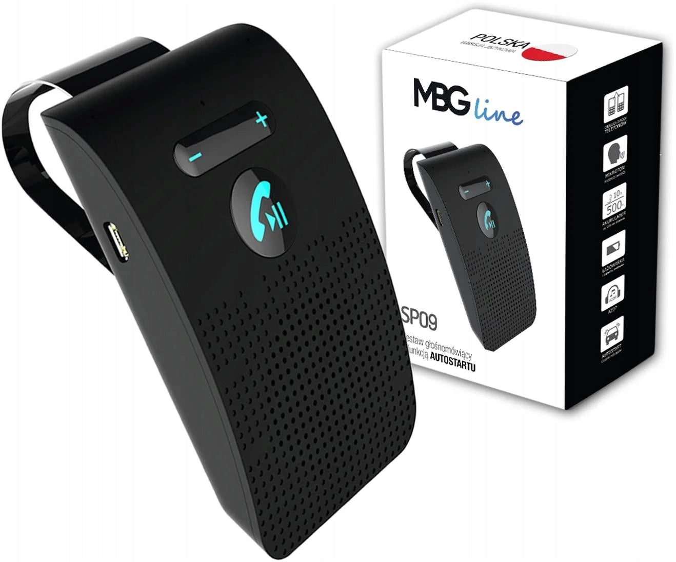 BLUETOOTH SPEAKERPHONE autostart says in Polish charger cable