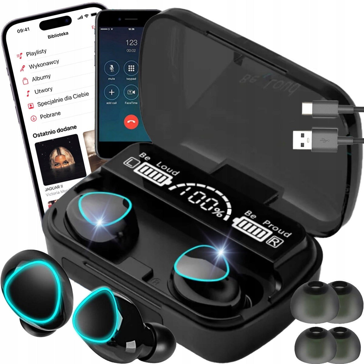 BLUETOOTH WIRELESS EARBUDS +EDR POWERBANK CASE M10 Packaging status original