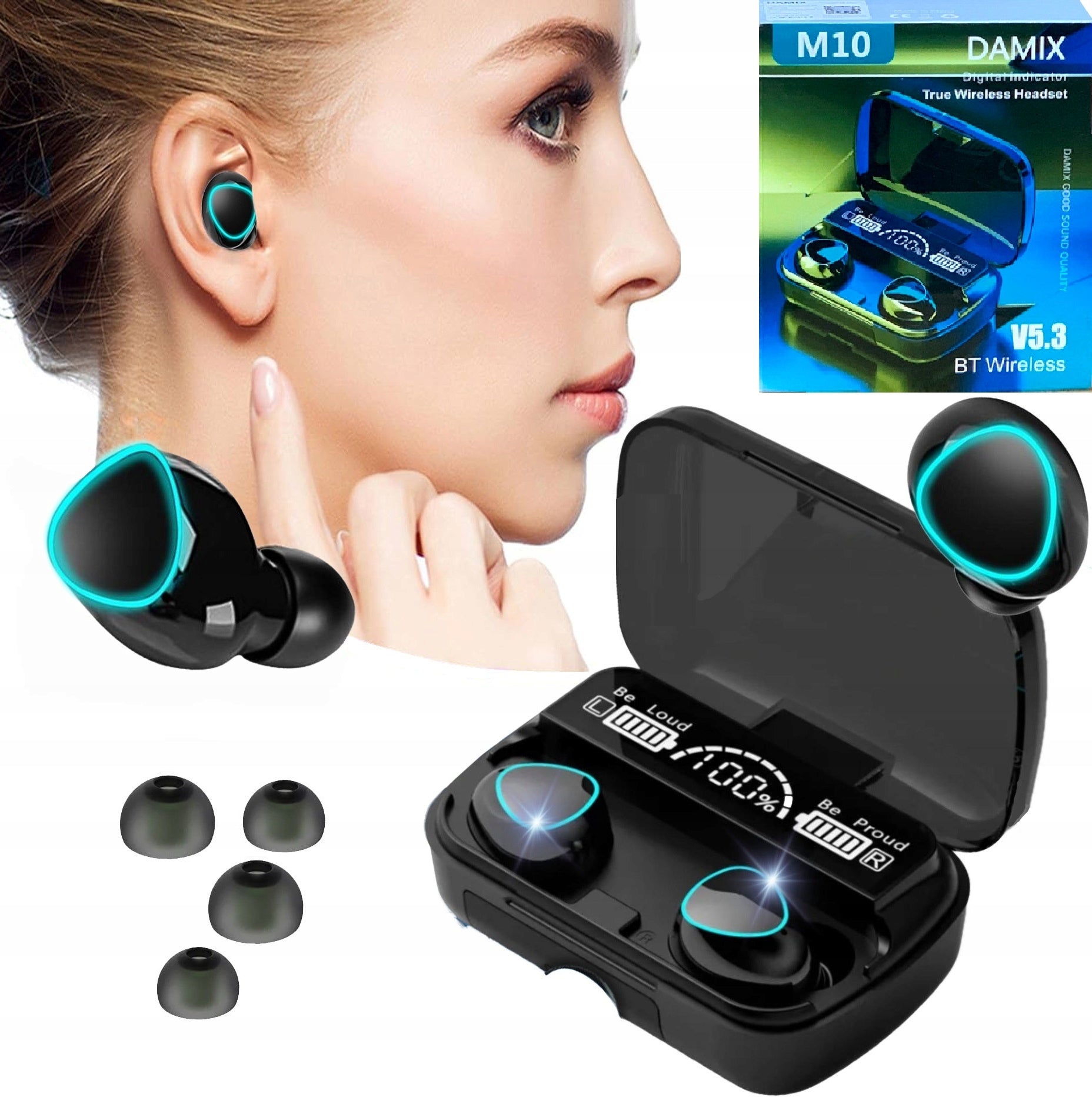 BLUETOOTH WIRELESS EARBUDS +EDR POWERBANK CASE M10