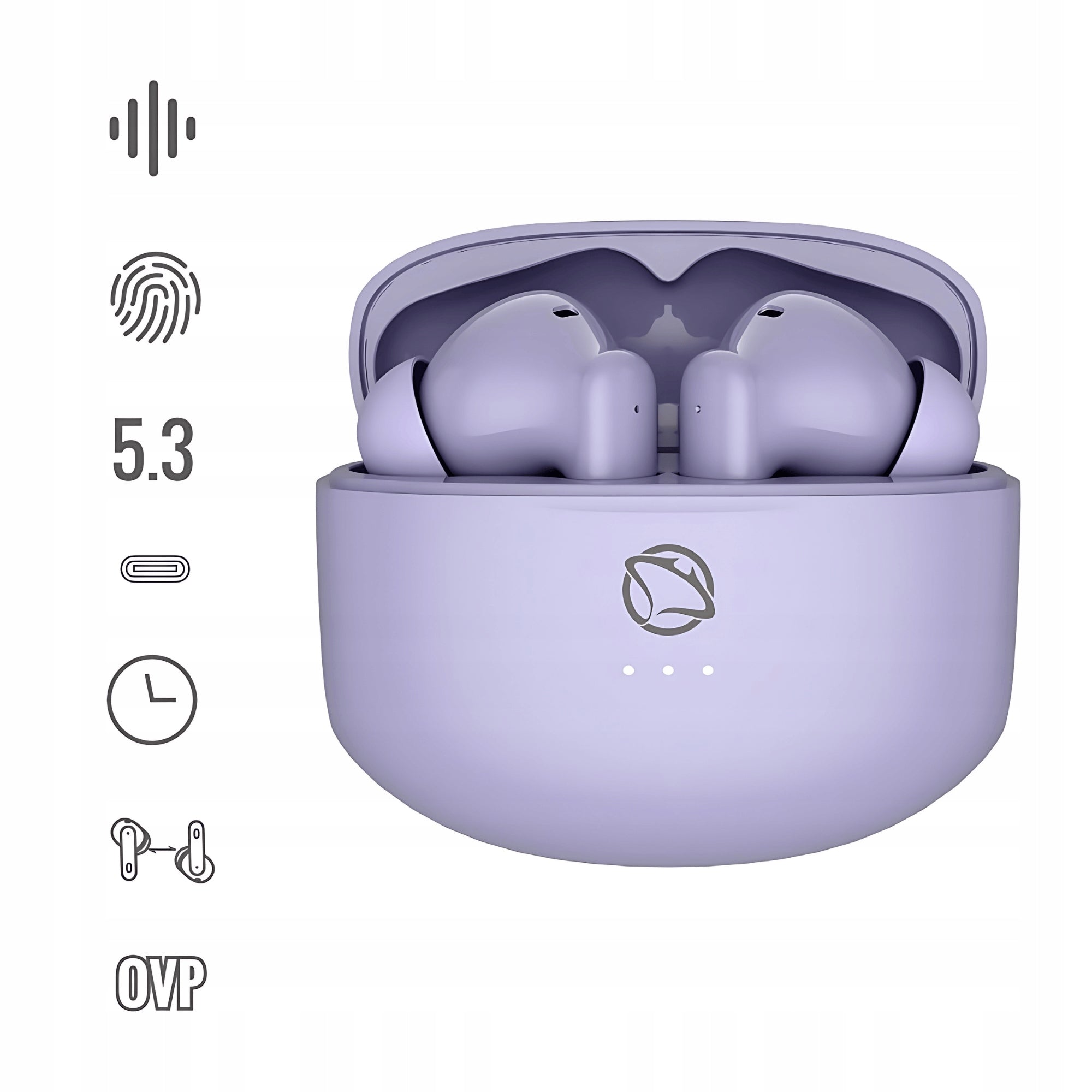 BLUETOOTH WIRELESS EARBUDS MANTA RHYTHMO TWS PURPLE MTWS008 Manufacturer code SŁUCHAWKI BEZPRZEWODOWE DOKANAŁOWE MTWS009P