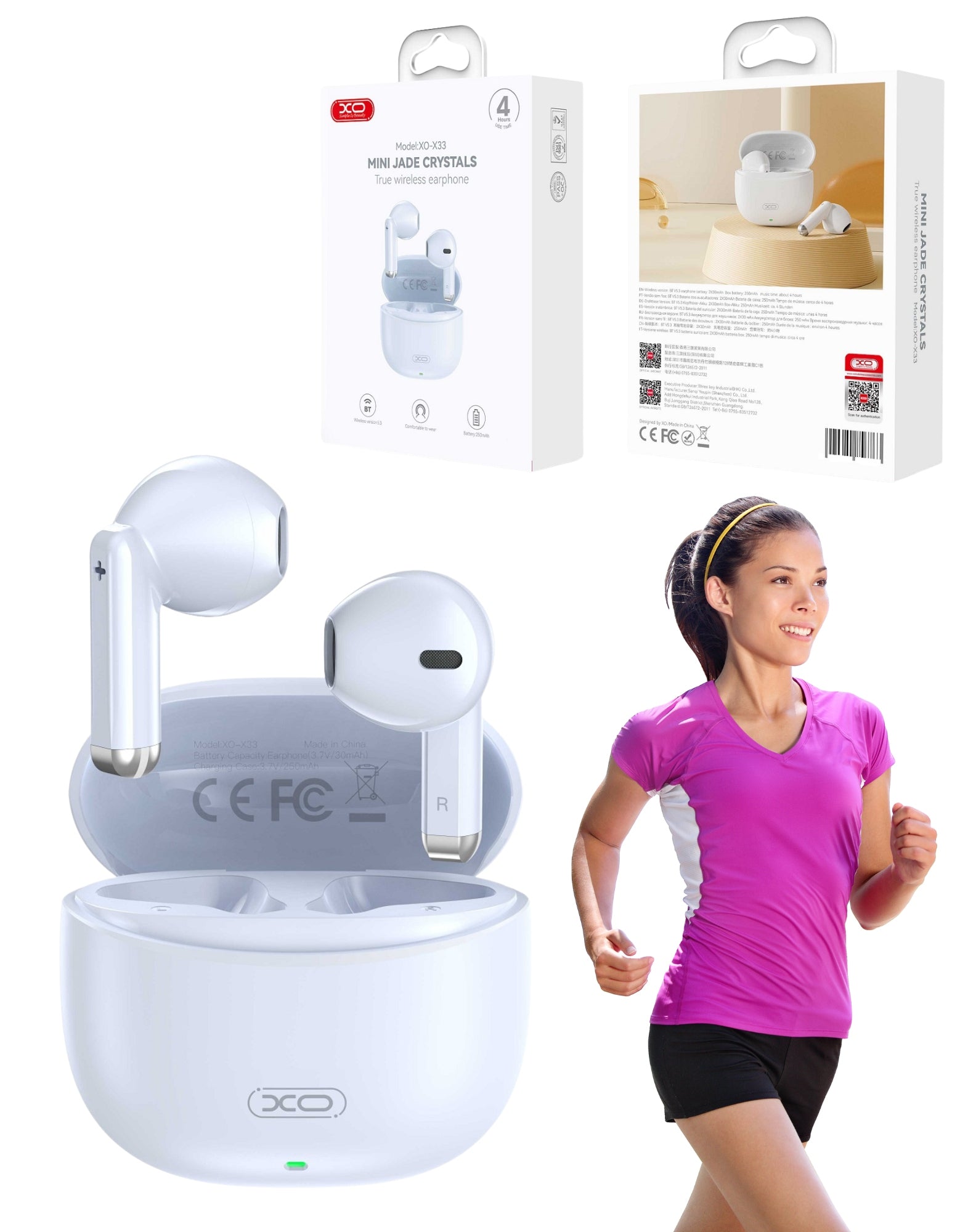 BLUETOOTH WIRELESS HEADPHONES MODEL X33 COMPANY XO WHITE