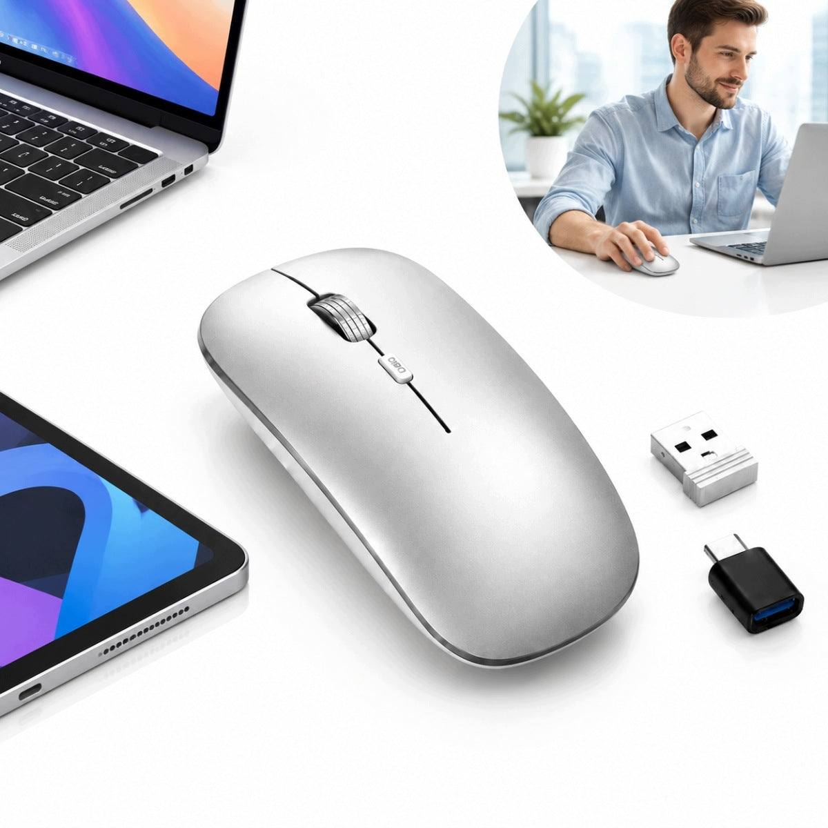 BLUETOOTH WIRELESS MOUSE 2.4G QUIET 3DPI FOR LAPTOP PC MAC TABLET
