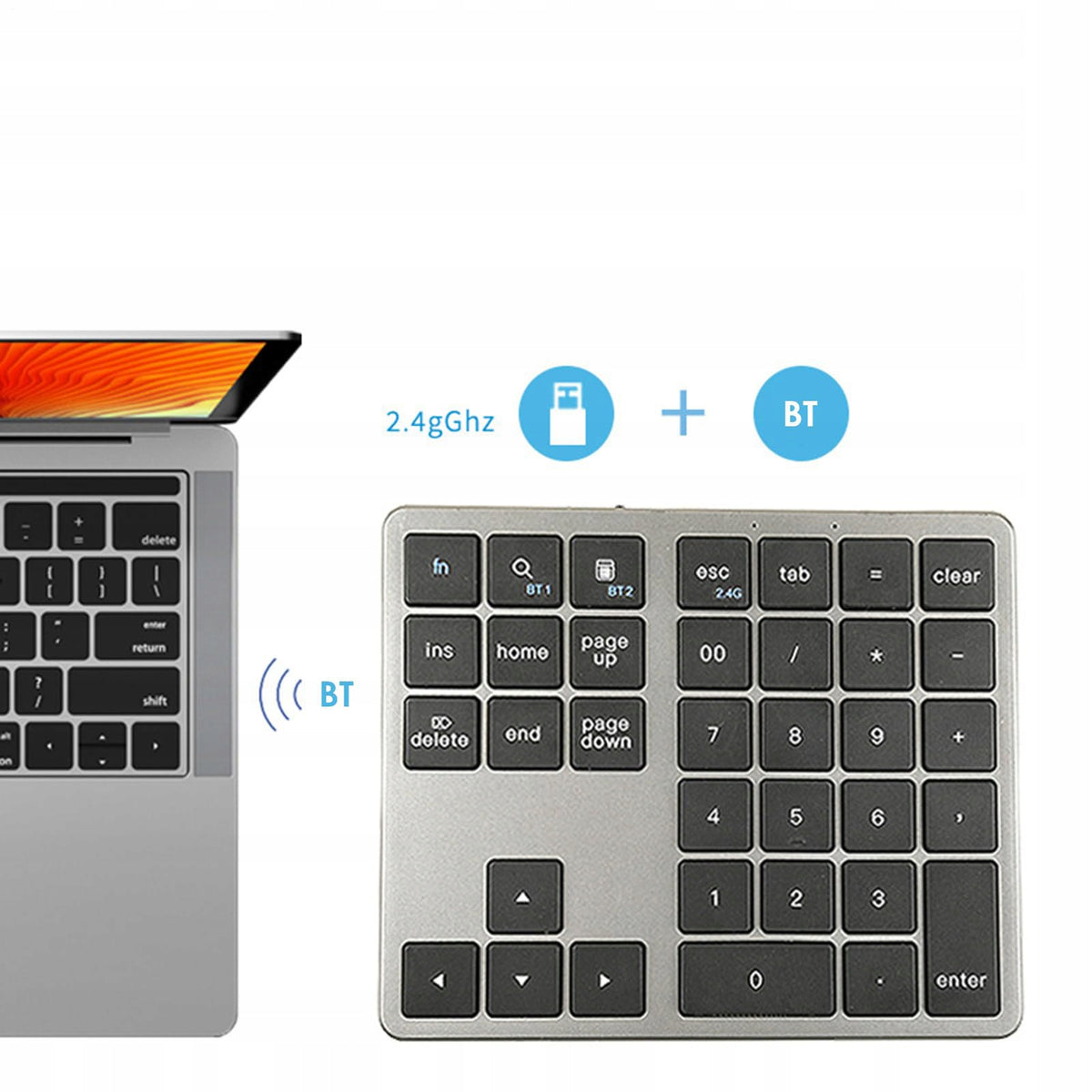 BLUETOOTH WIRELESS NUMERIC KEYBOARD WITH MUTE KEY GREY