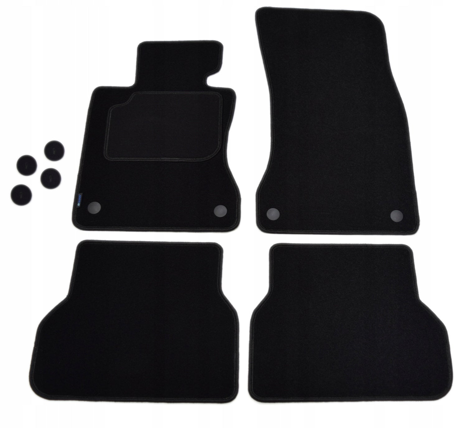 BMW E60/E61 2003-2010r. Black Velour Rugs - Silver.