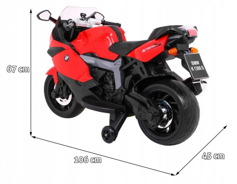 BMW K1300S Battery Motor for Kids Red + Auxiliary Wheels + Brand Ramiz