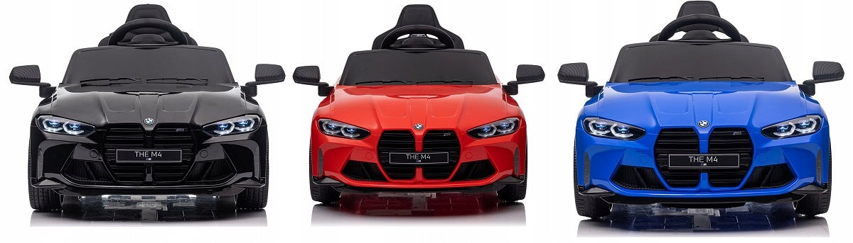 BMW M4 LEATHER, EVA, PILOT Auto for 90W, 12V 14ah battery, LED, Bluetooth Vehicle length 110 cm