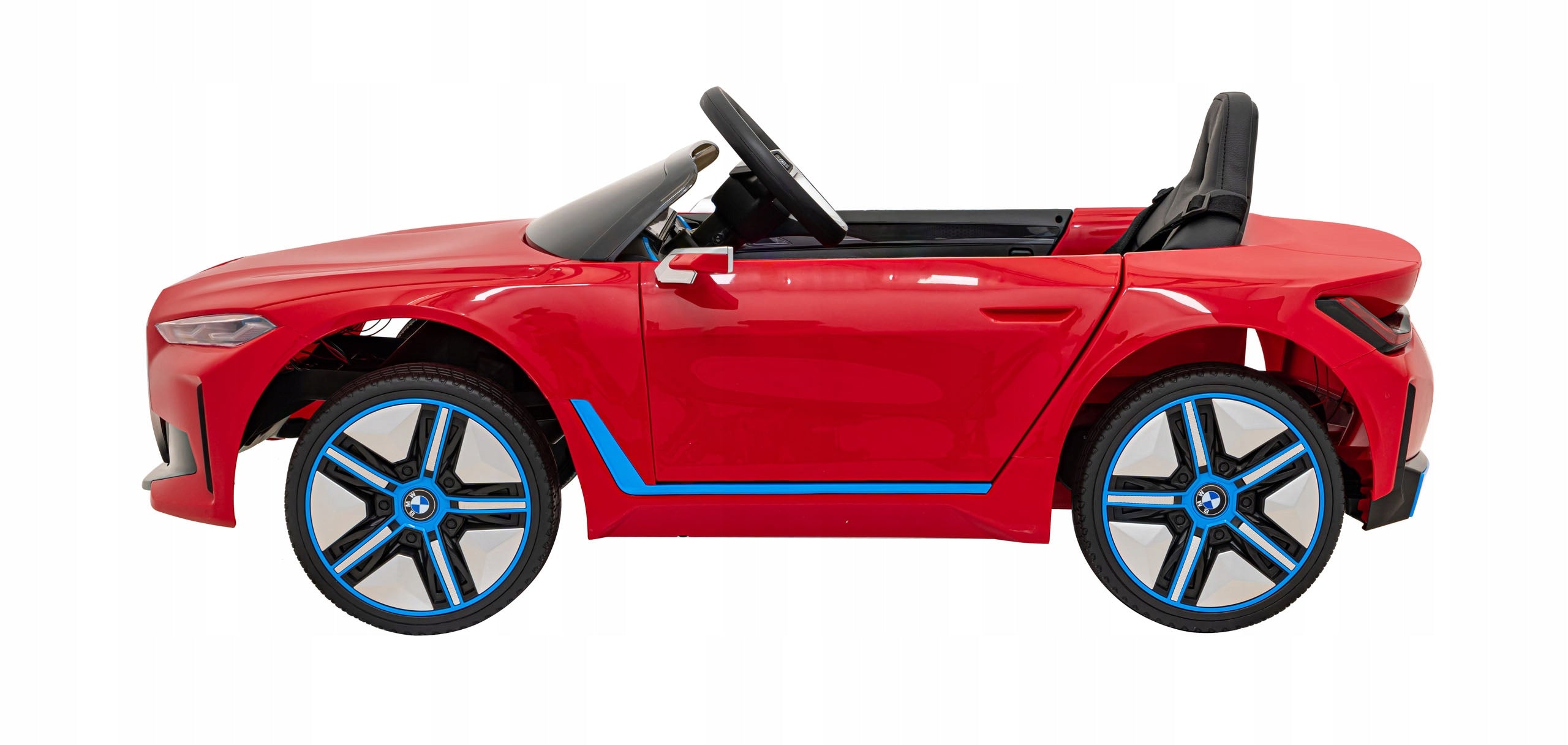 BMW i4 Battery Car Soft Wheels EVA Leather USB Input Color Red Maximum load 30 kg