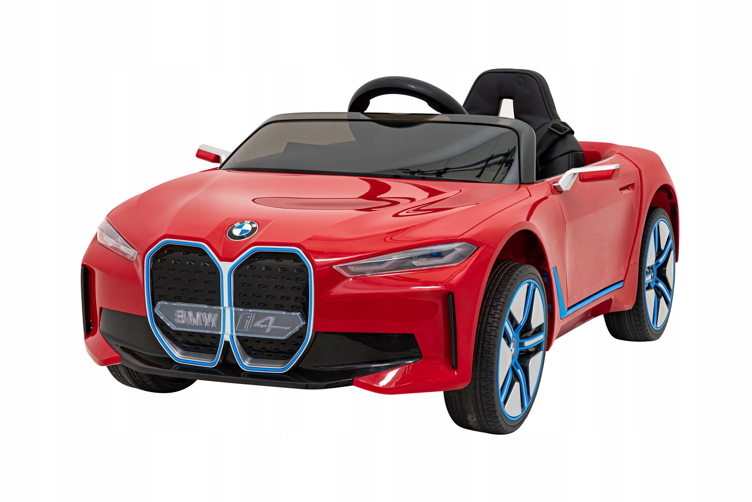 BMW i4 Battery Car Soft Wheels EVA Leather USB Input Color Red