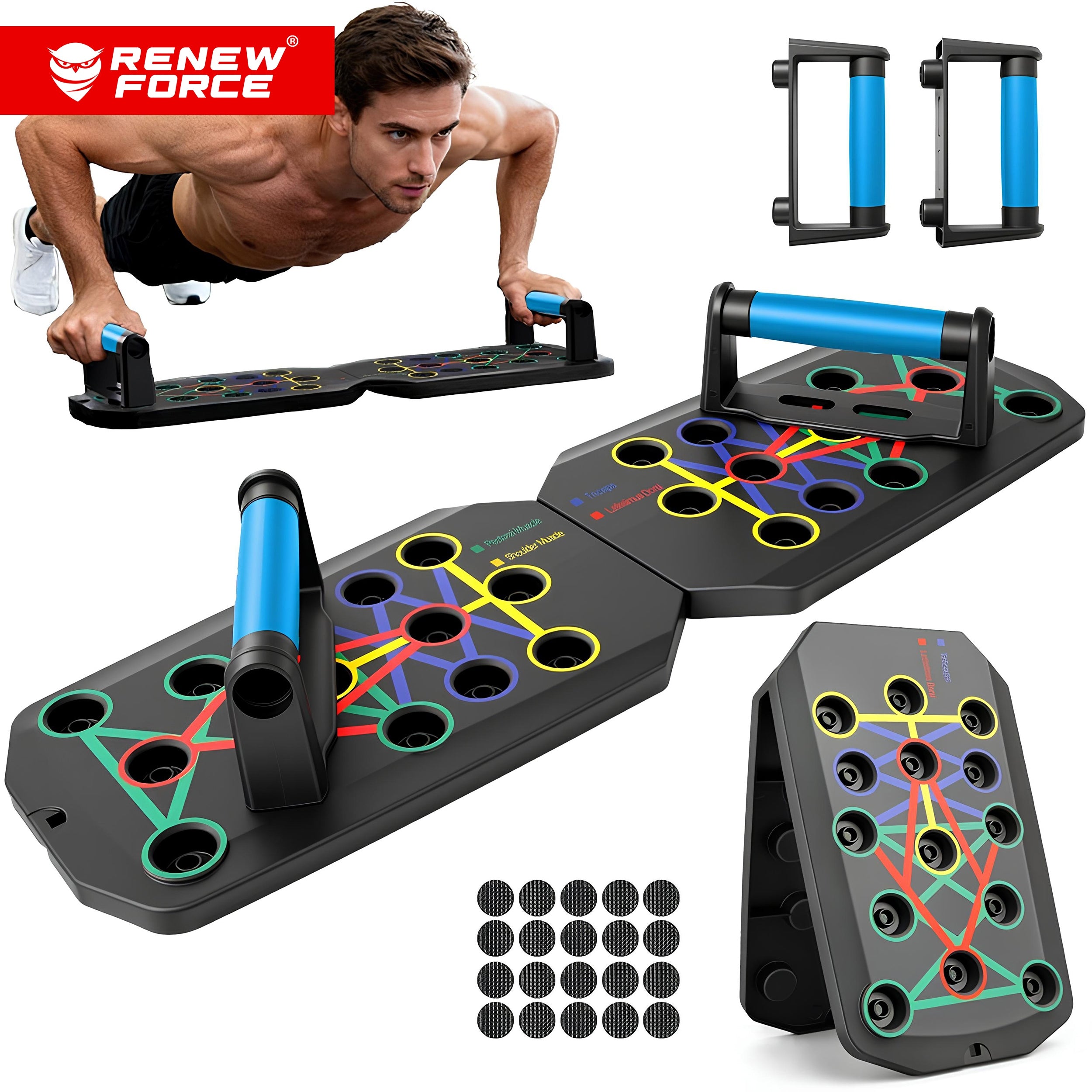 BOARD EXERCISE PUMP HOLDERS 28in1 PLATFORM PUSH UP BOARD MULTIFUNCTIONAL Additional features non-slip base foldable