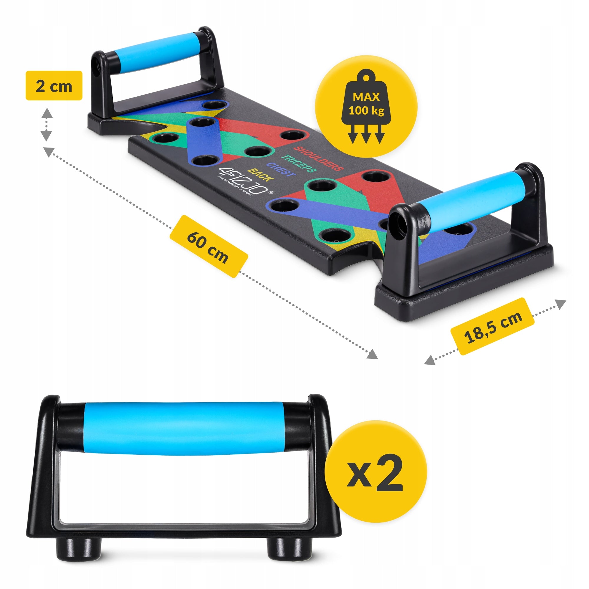 BOARD EXERCISE PUSH-UP HANDLES PLATFORM PUSH UP BOARD MULTIFUNCTIONAL STRENGTH Height 2 cm
