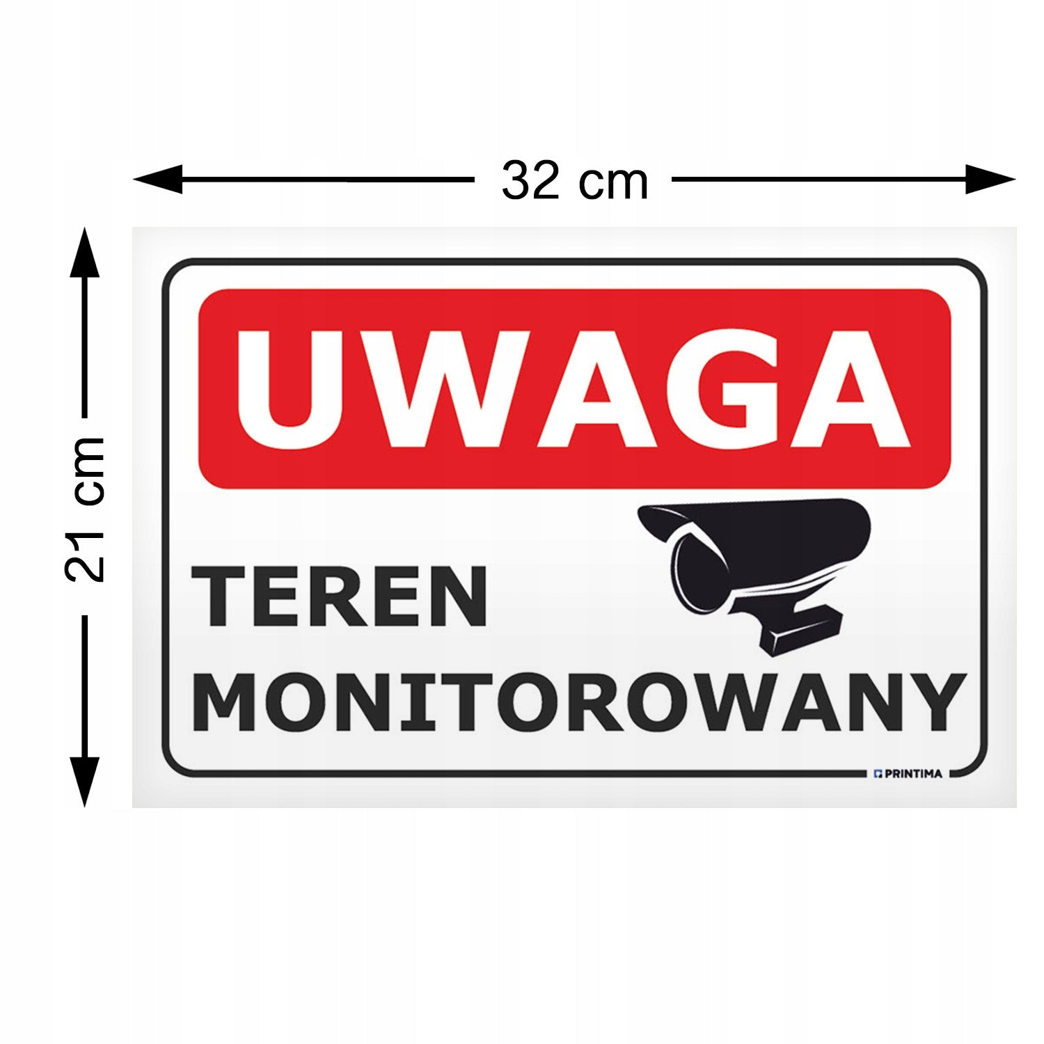BOARD PLATE MONITORED FACILITY ATTENTION PROTECTED AREA | 32x21cm | PVC Brand Printima