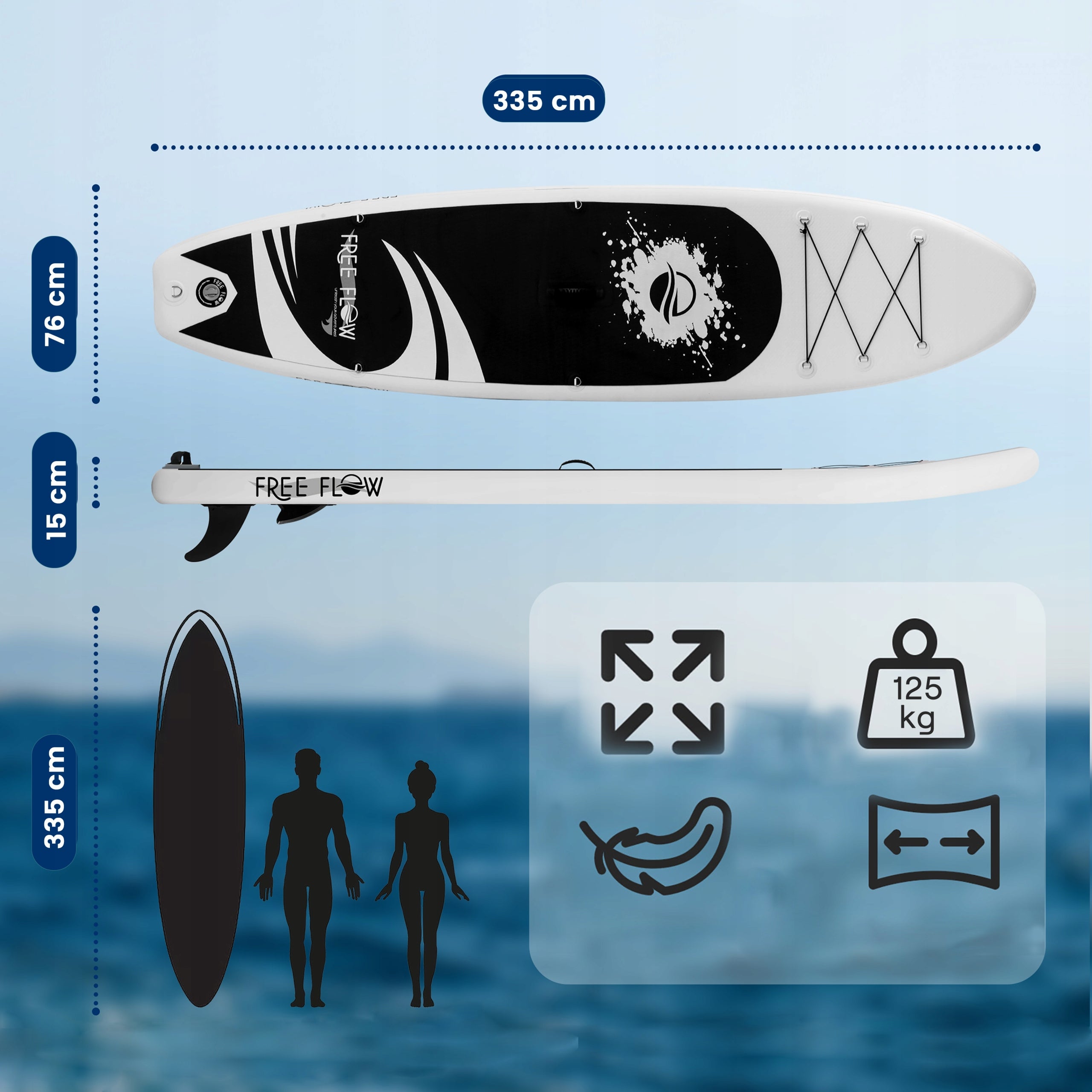 BOARD SUP 320CM PADDLE BOARD LARGE SET ACCESSORIES SERENELIFE Brand Serenelife