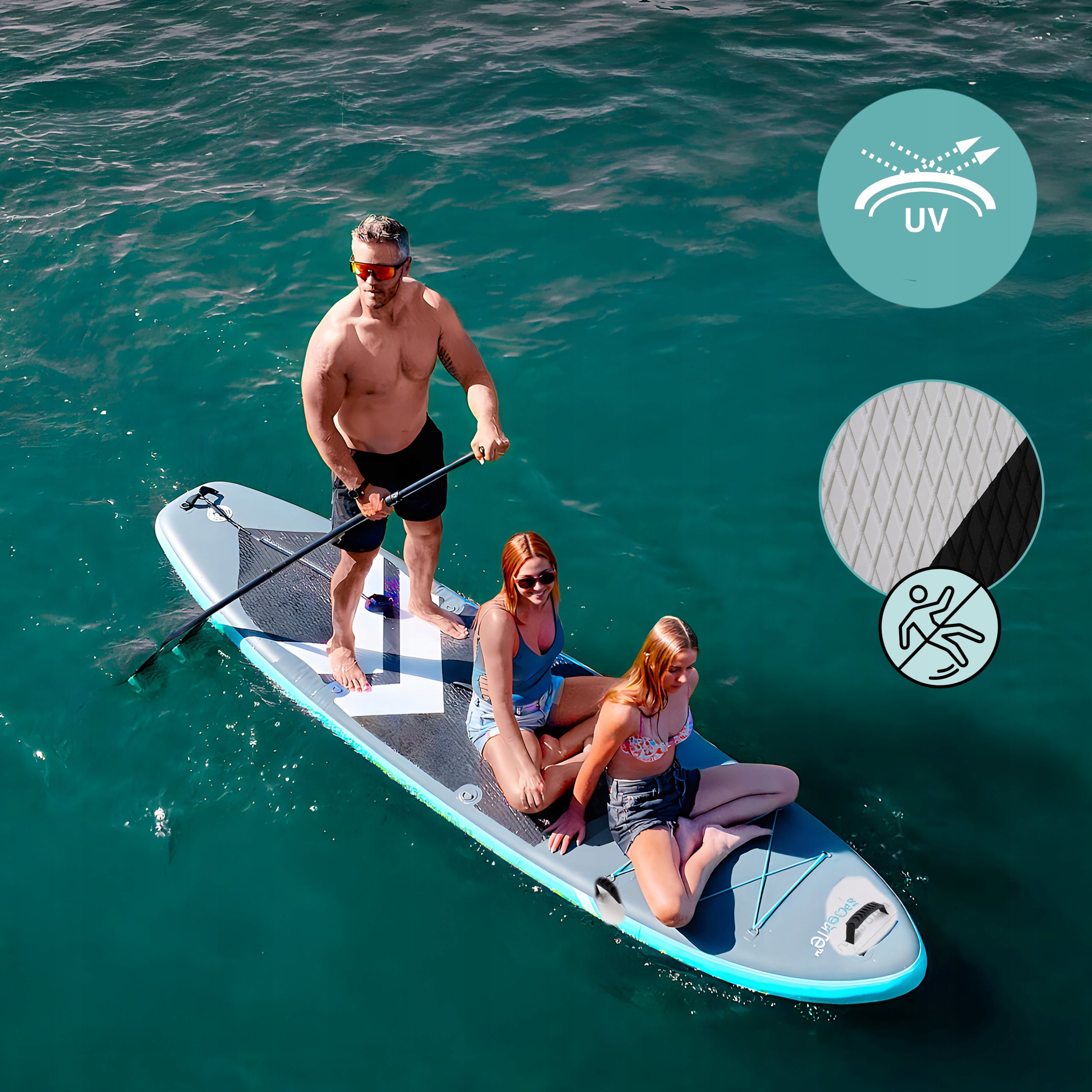 BOARD SUP 350 CM FOR 2 PEOPLE STABLE WIDE ACCESSORIES BAG SERENELIFE Brand Serenelife