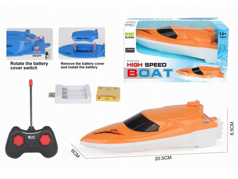 BOAT MOTORBOAT FOR RADIO WITH CHARGER REMOTE CONTROLLED RC + REMOTE CONTROL Packaging status original