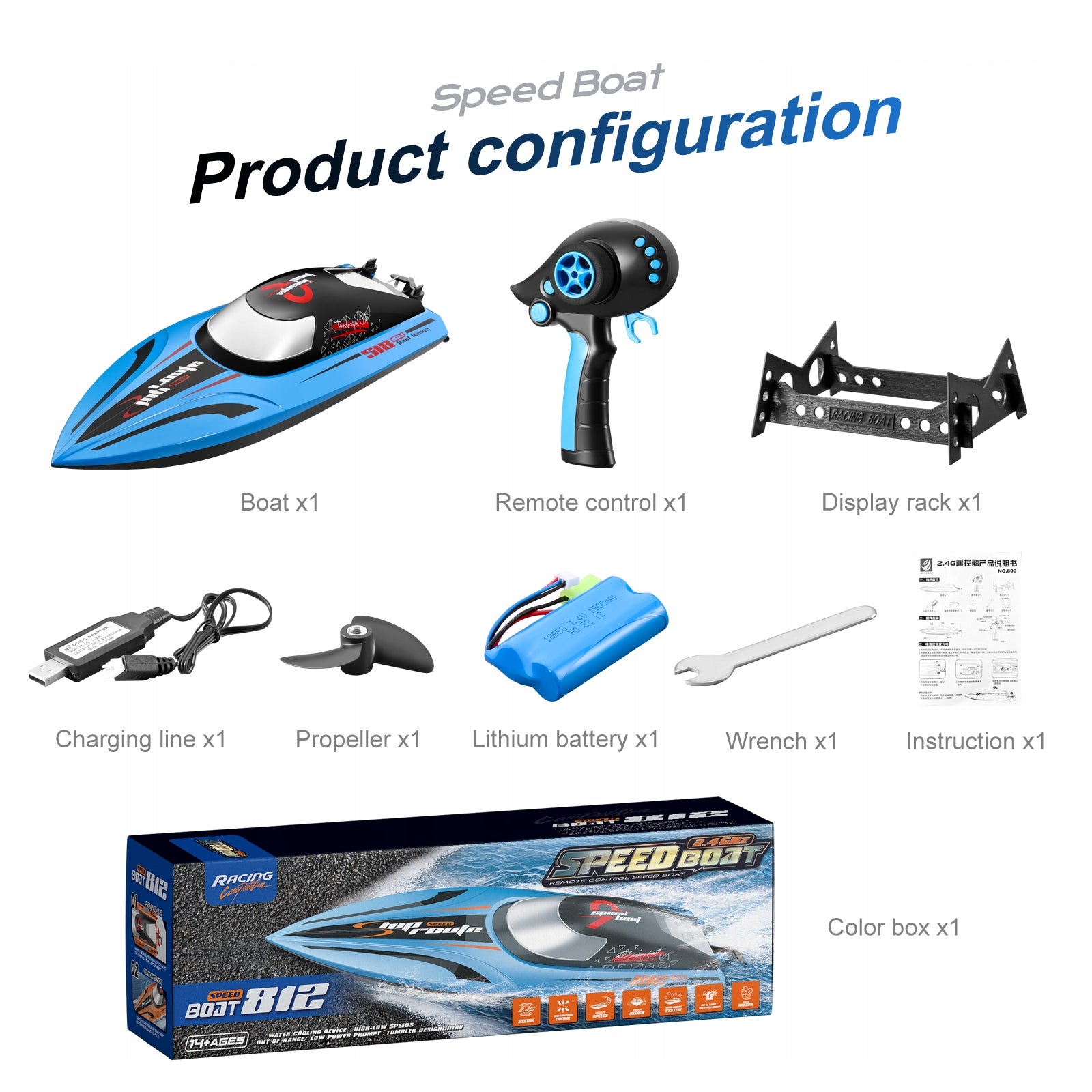 BOAT RACING MOTORBOAT REMOTE CONTROLLED 40KM/H Kid's age 4＋ years