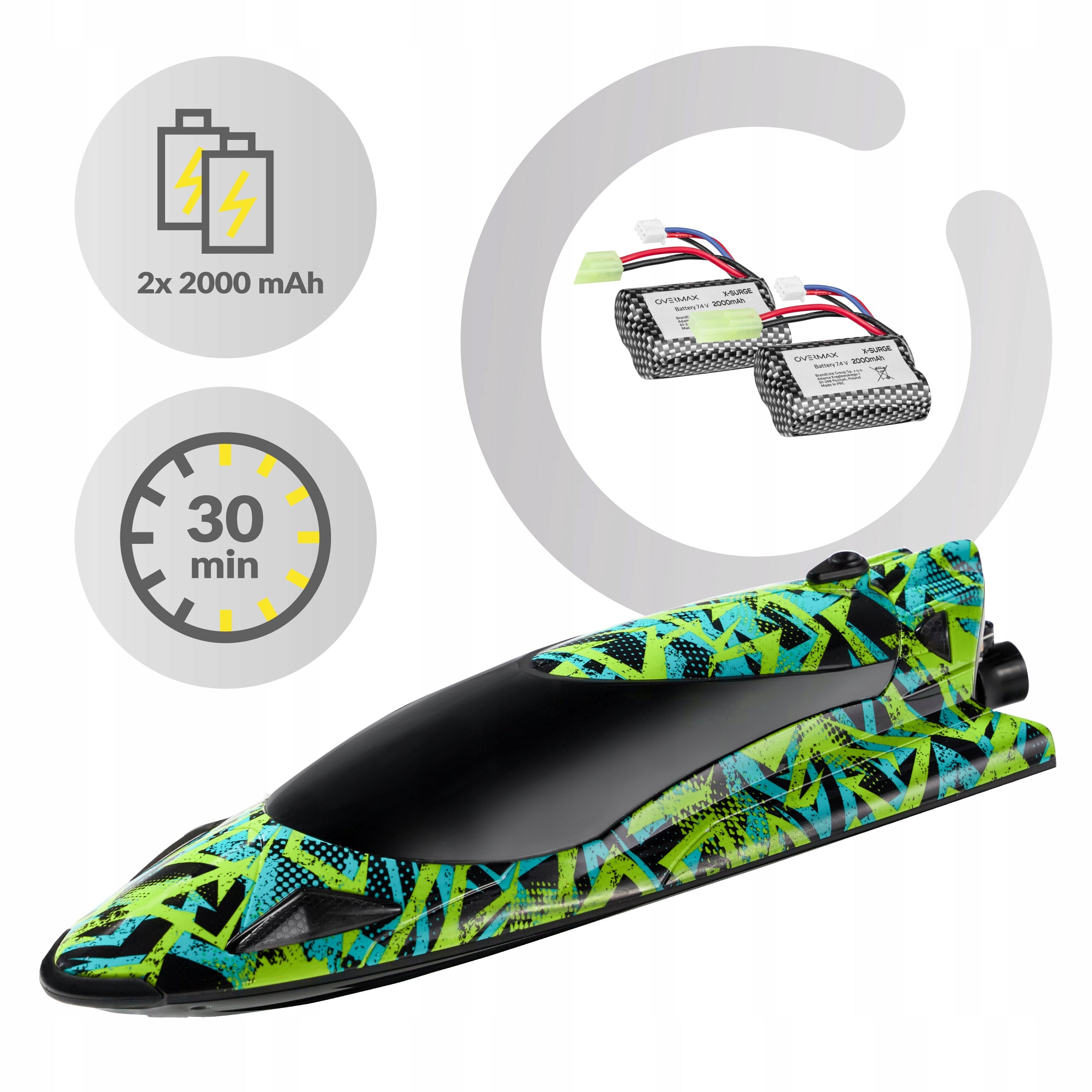 BOAT REMOTE CONTROLLED MOTORBOAT RC 35KM/H FOR REMOTE CONTROL OVERMAX X-SURGE Manufacturer code ŁÓDŹ ZDALNIE STEROWANA DLA DZIECKA NA PREZENT