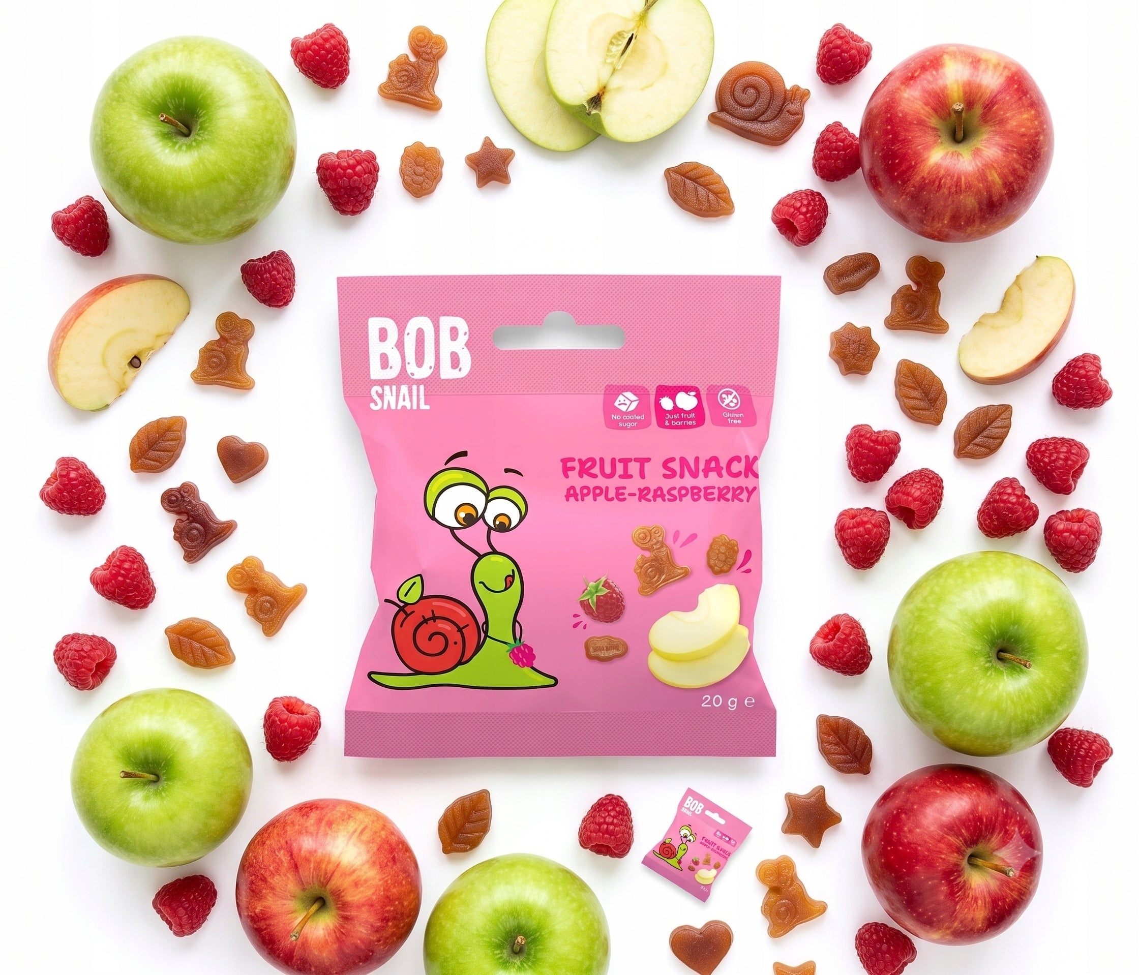 BOB SNAIL Fruit Gummies APPLE RASPBERRY Without Added Sugar 20g