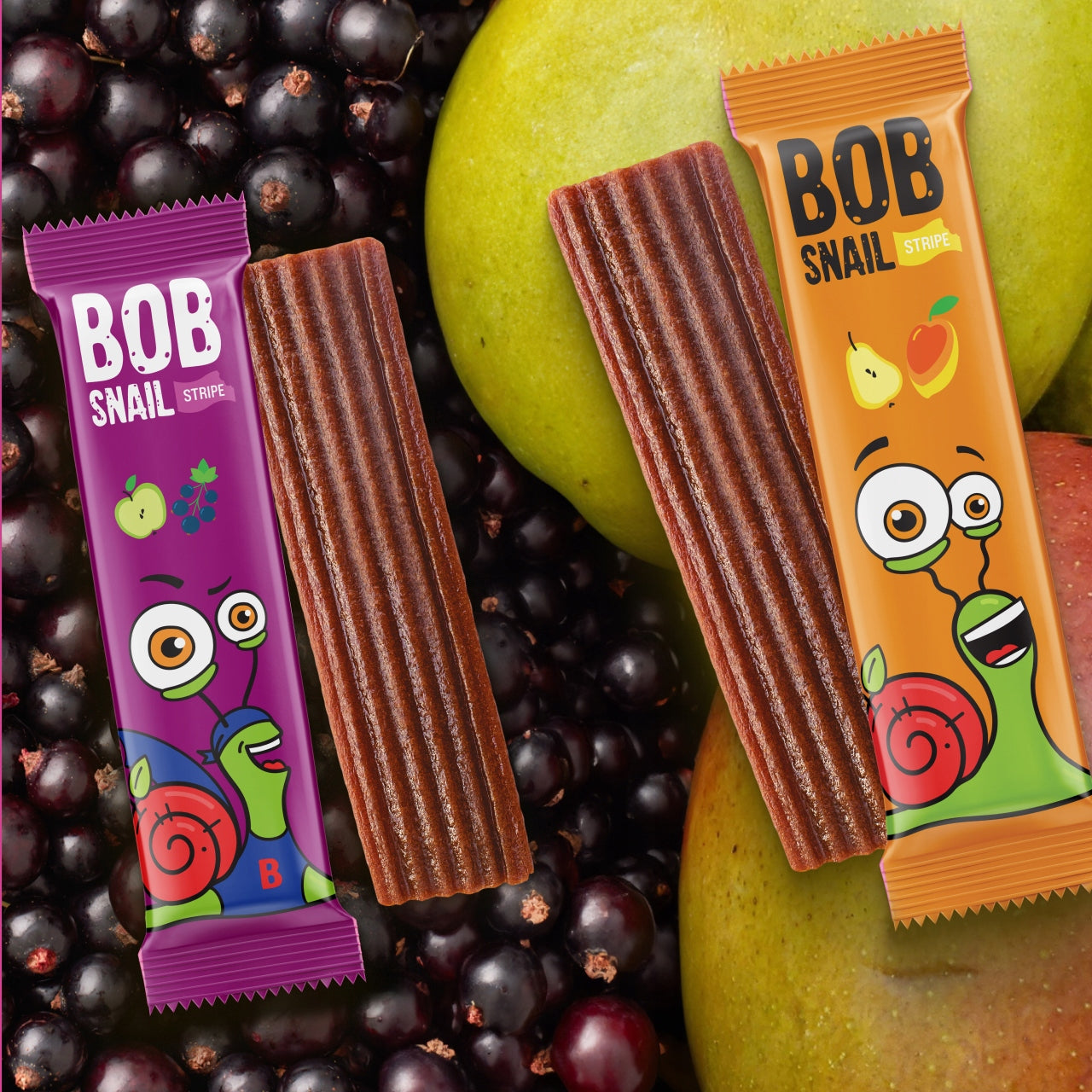 BOB SNAIL Fruit Strips MIX Flavours MANGO BLACK CURRANT 588 g 42 pcs Medical device no