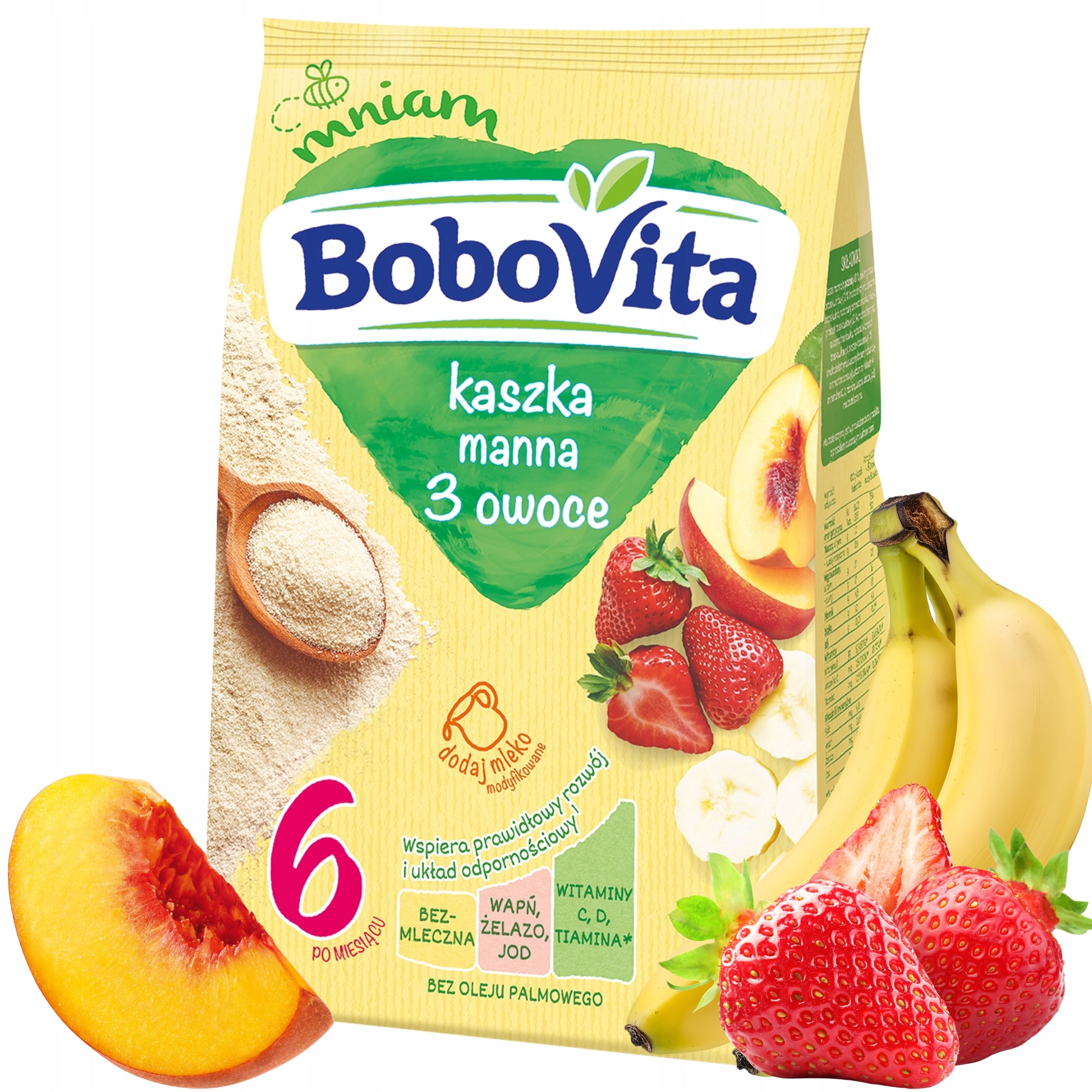 BOBOVITA DAIRY FREE PORRIDGE MANNA 3 FRUIT AFTER 6 MONTHS ONWARDS 180g