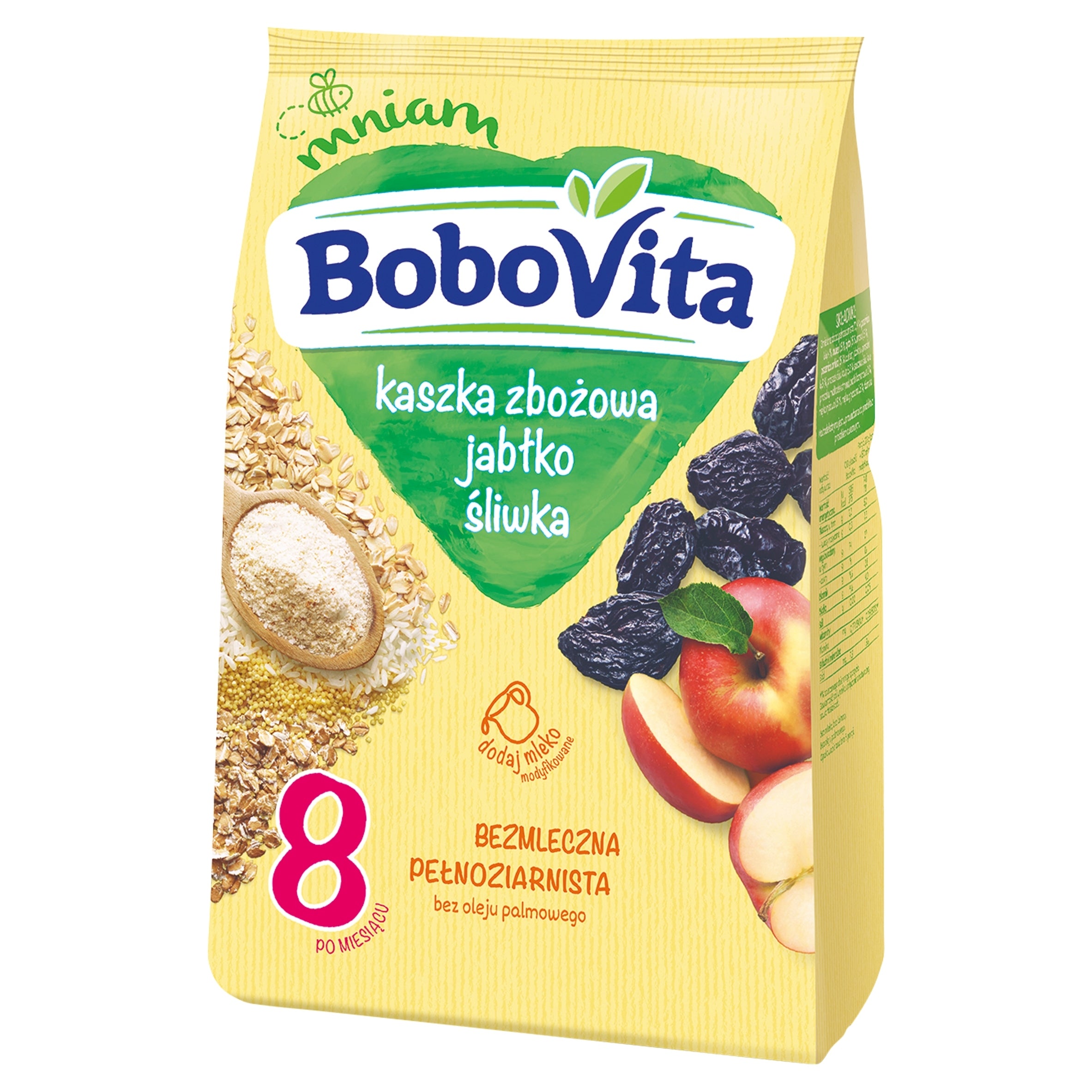 BOBOVITA GRAIN PORRIDGE DAIRY FREE APPLE PLUM FROM 8 MONTHS 180g Packaging status original