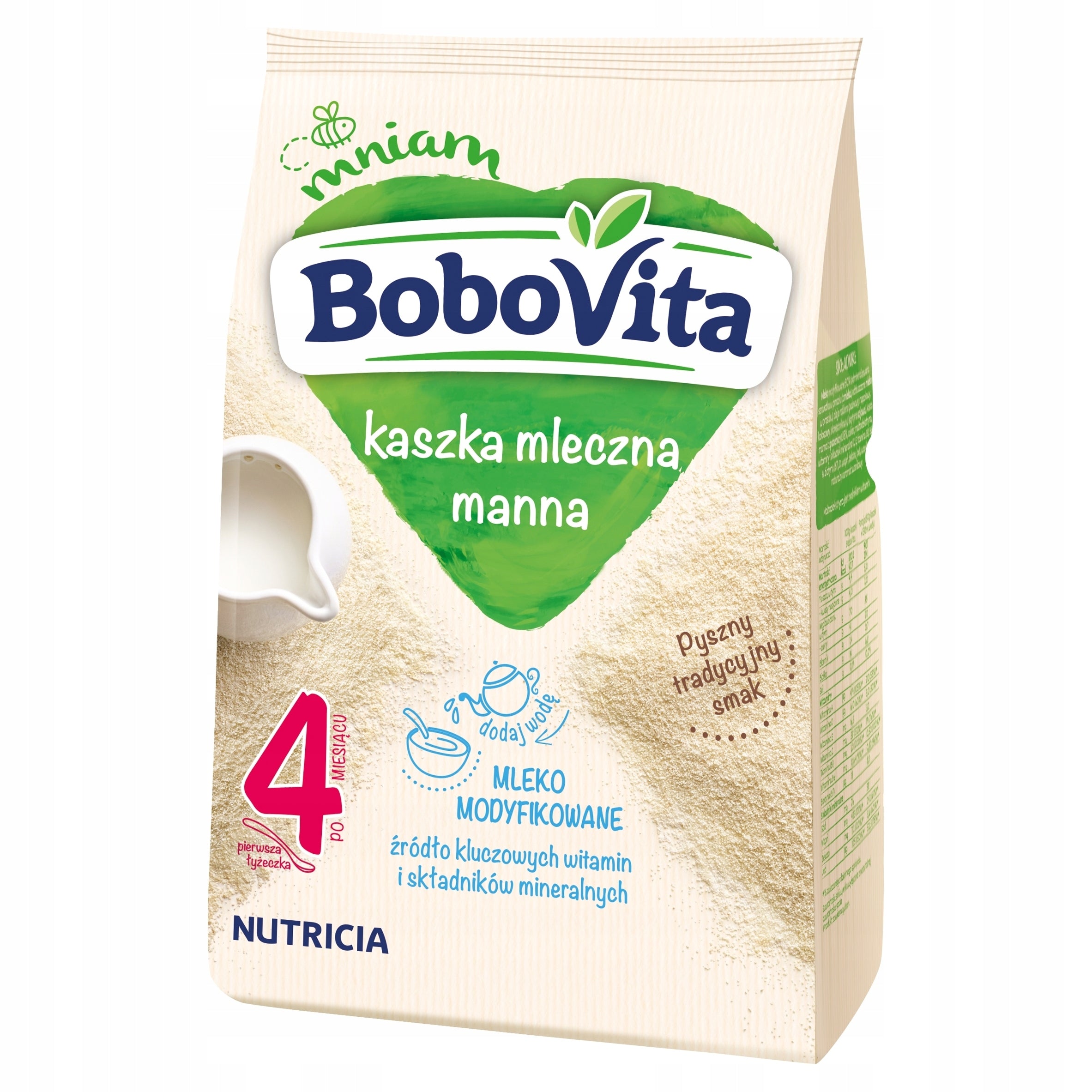 BOBOVITA MILK PORRIDGE MANNA WITHOUT SUGAR AFTER 4 MONTHS ONWARDS 230g Packaging status original