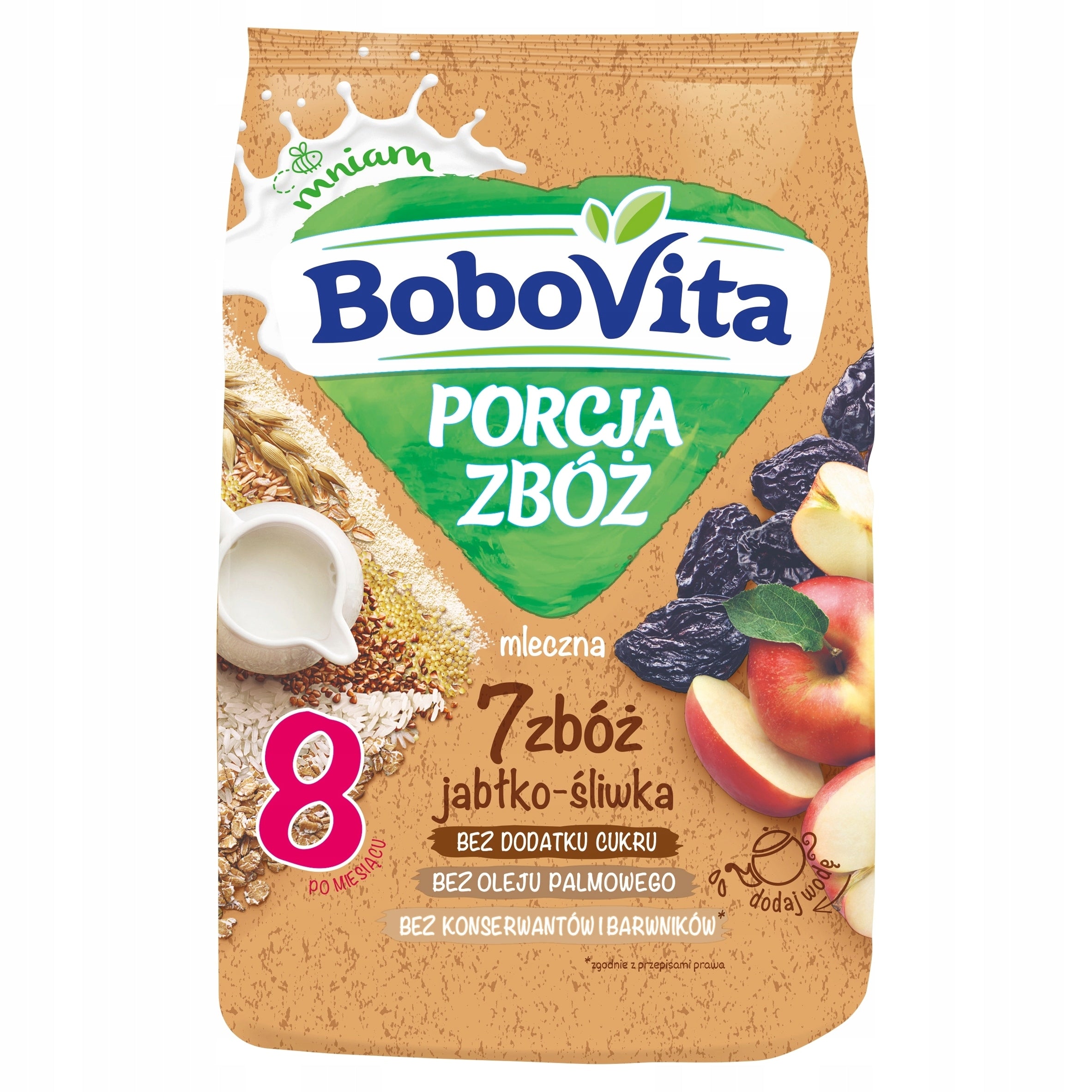 BOBOVITA MILK PORRIDGE PORTION OF CEREALS 7 CEREALS APPLE PLUM 210G Manufacturer code 5900852041167