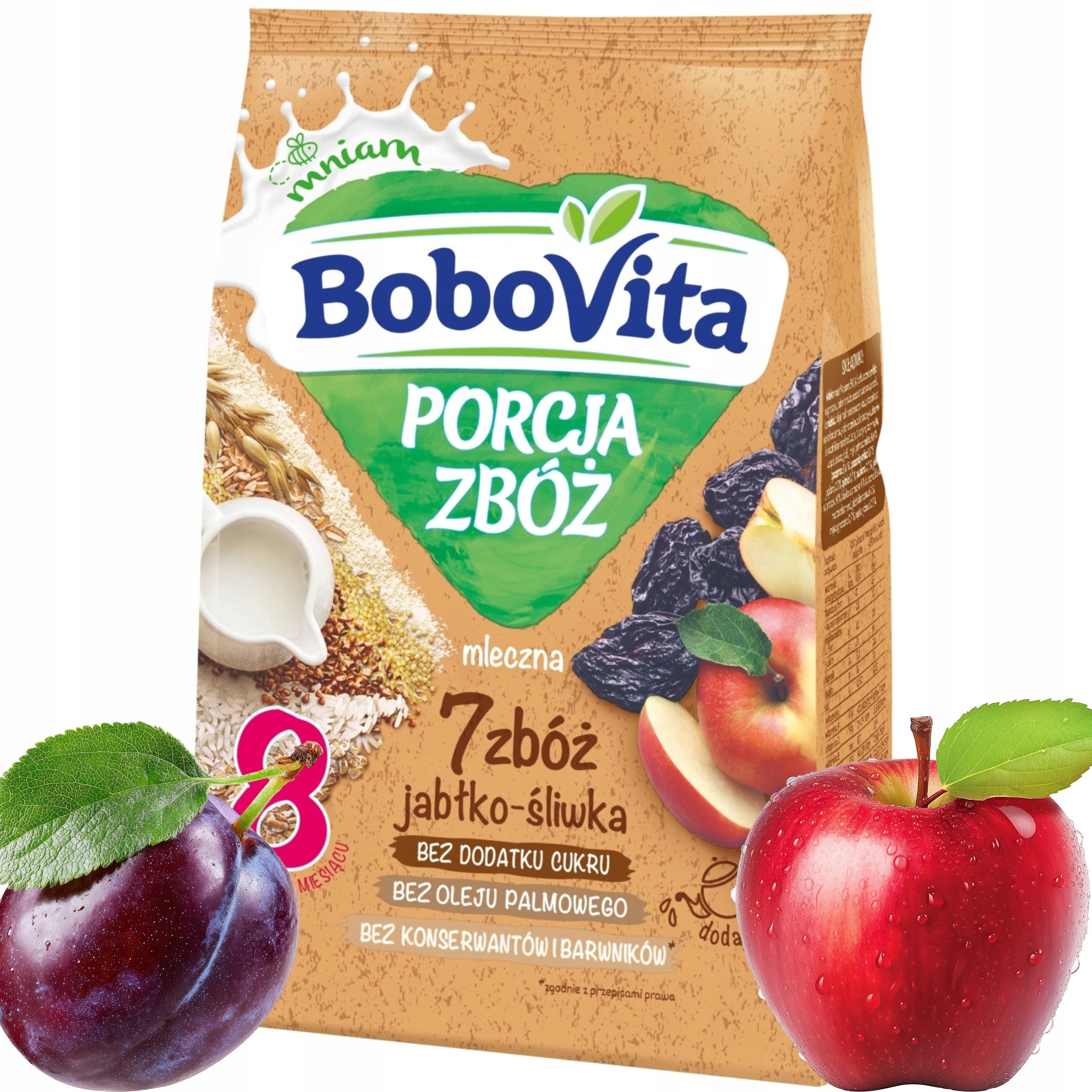 BOBOVITA MILK PORRIDGE PORTION OF CEREALS 7 CEREALS APPLE PLUM 210G