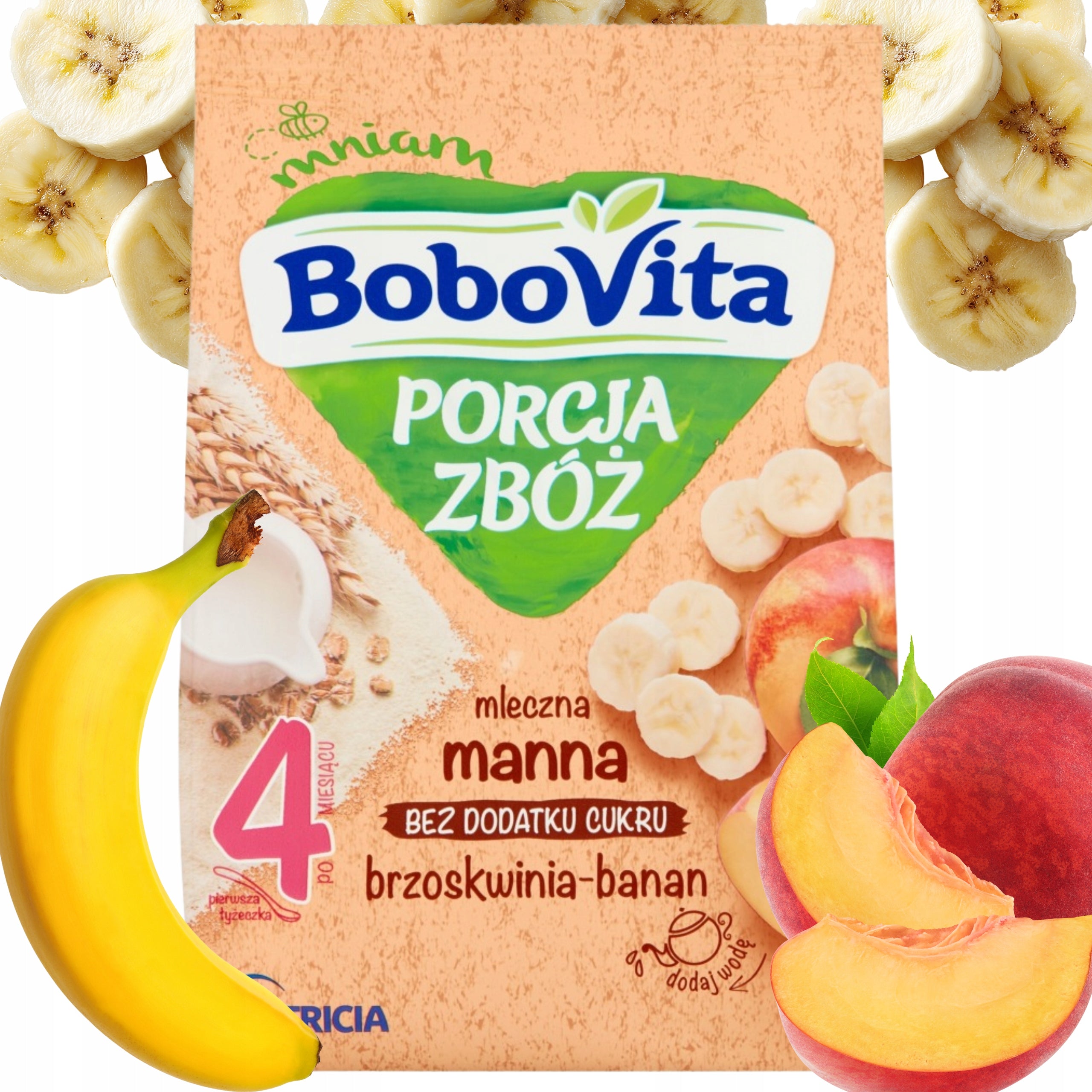 BOBOVITA PORRIDGE PORTION OF MILK CEREALS MANNA PEACH BANANA 4m+ 210g