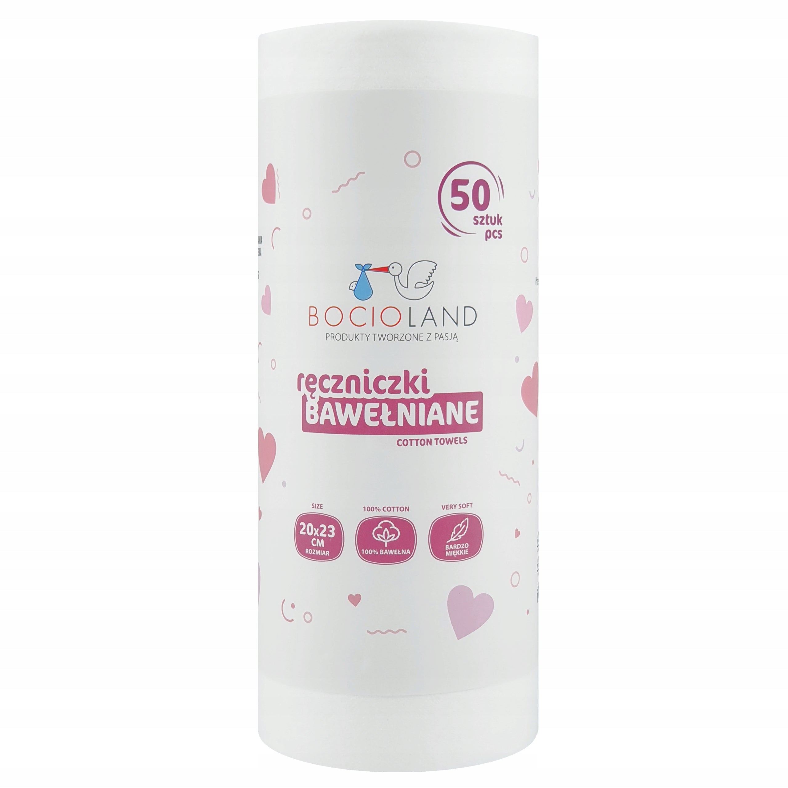 BOCIOLAND COTTON TOWELS FOR NEWBORN BABIES ROLL 20x23cm 50pcs. Brand Bocioland