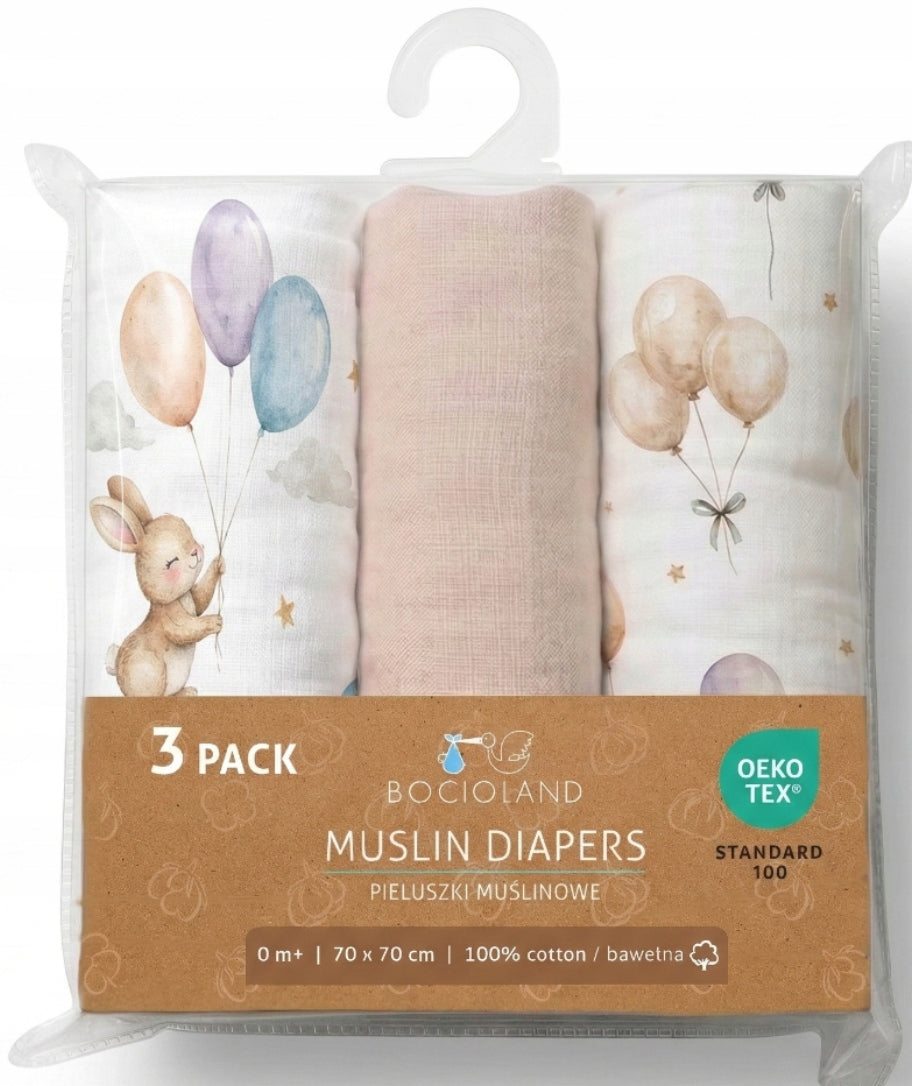 BOCIOLAND DIAPERS MUSLIN DIAPERS 100% COTTON 70x70 SWADDLE BL300 BEIGE Manufacturer code BL300