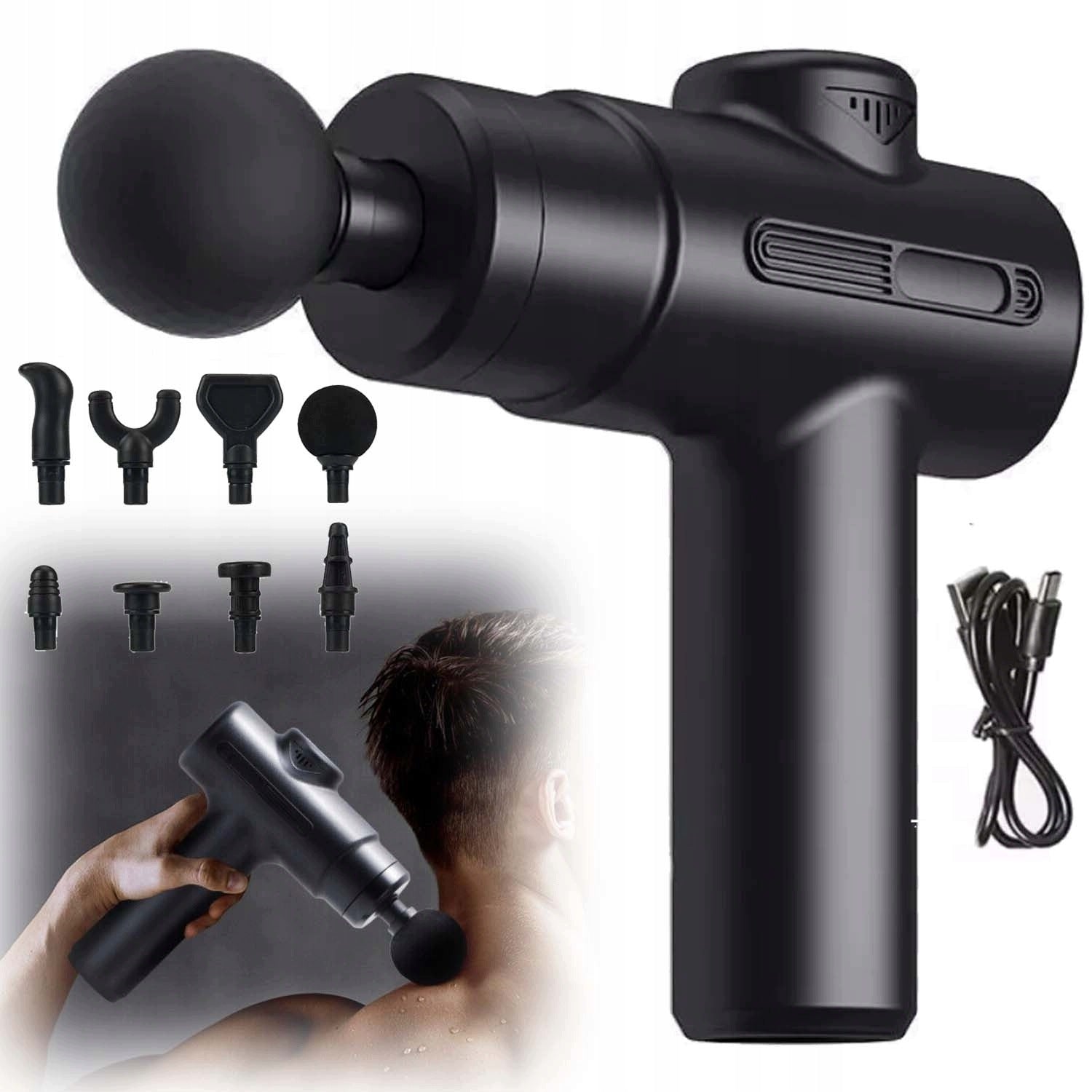 BODY BACK MASSAGE GUN SET BLACK 1500MAH