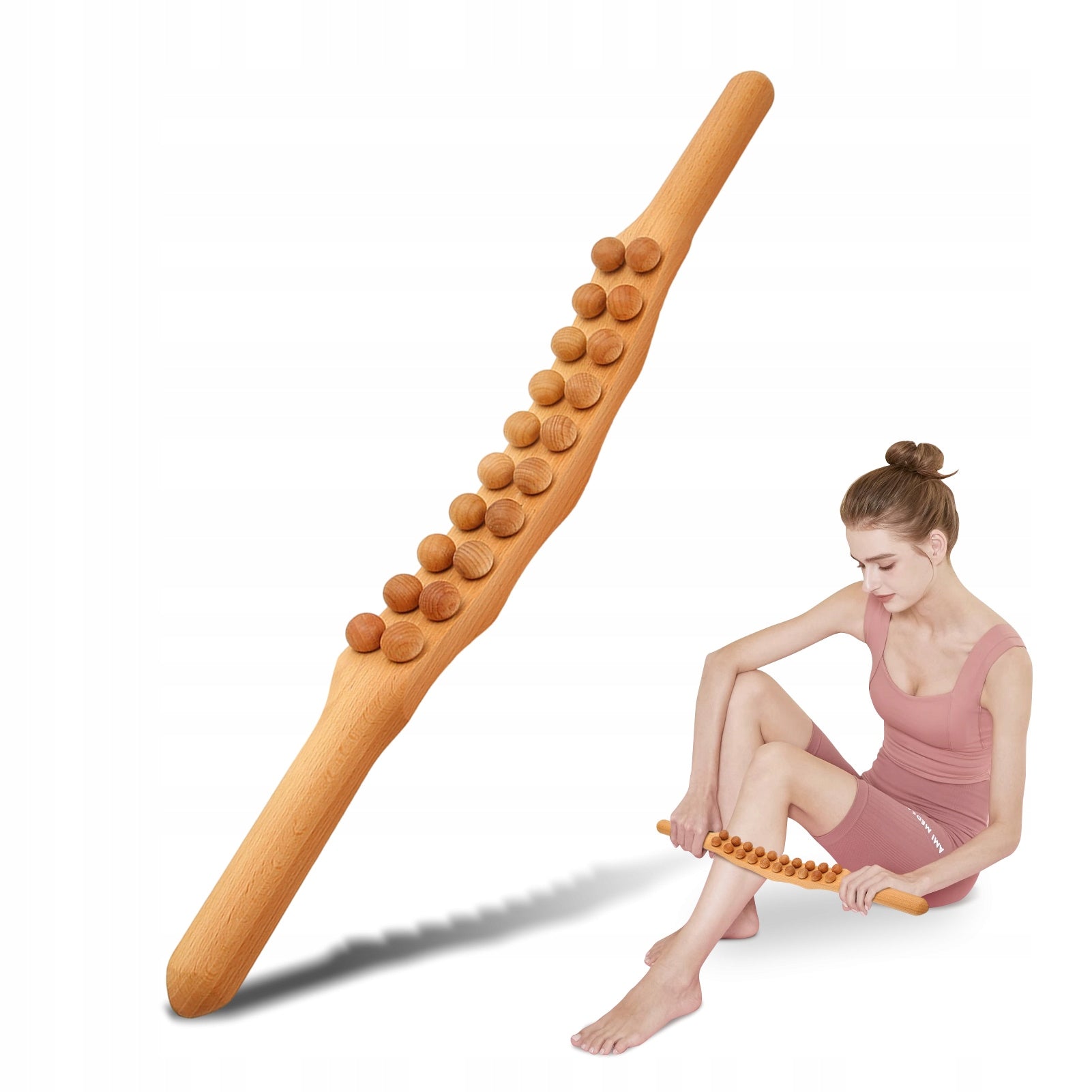 BODY BACK MASSAGE ROLLER MASSAGER STICK WOODEN LYMPHATIC DRAINAGE