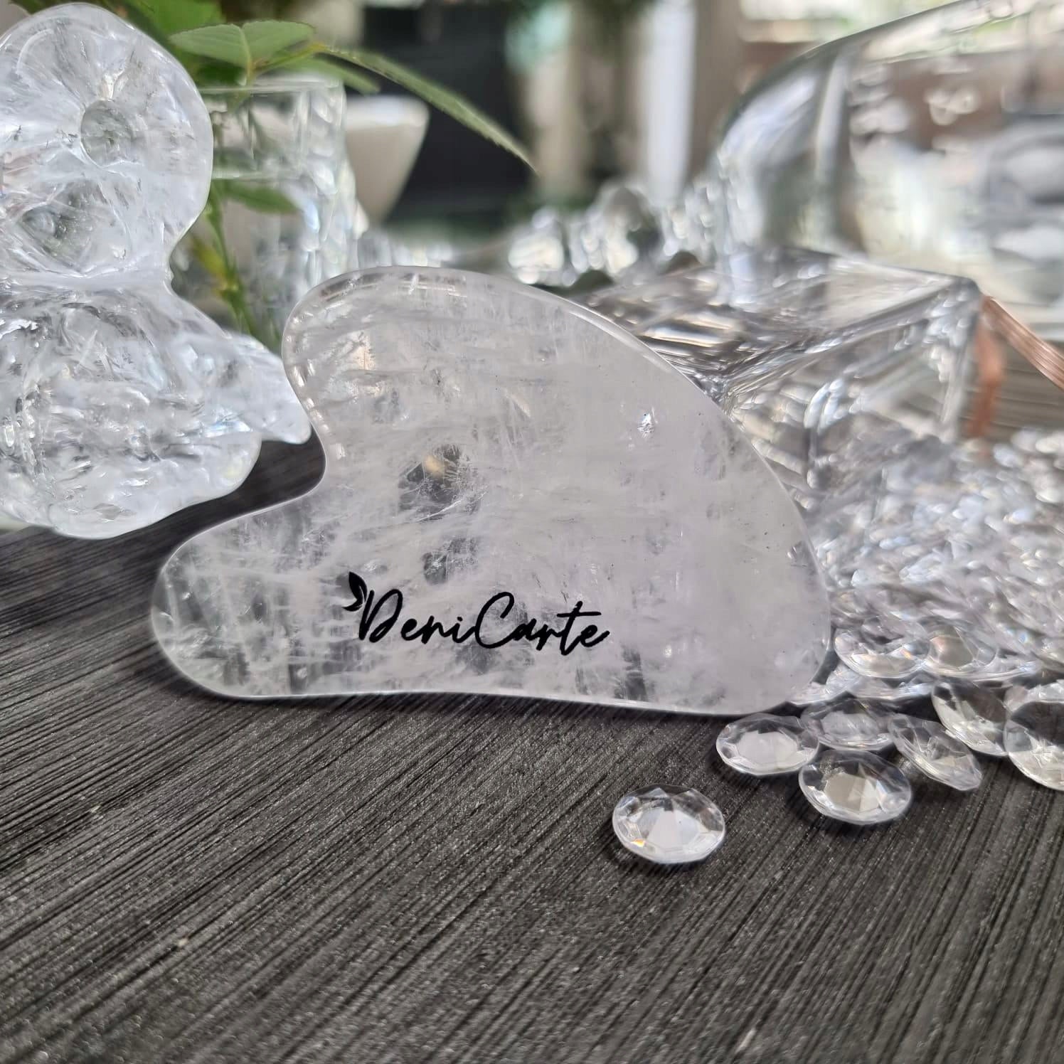 BODY FACE MASSAGER PLATE GUA SHA STONE NATURAL QUARTZ WHITE Color white