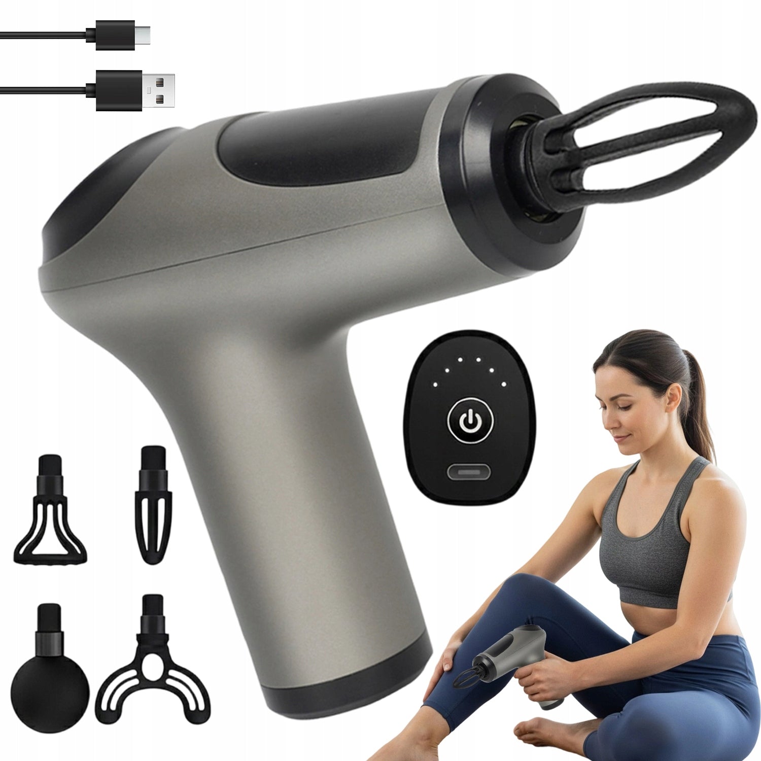 BODY MASSAGE GUN 3200RPM QUIET OPERATION 4 HEADS 6 MODES
