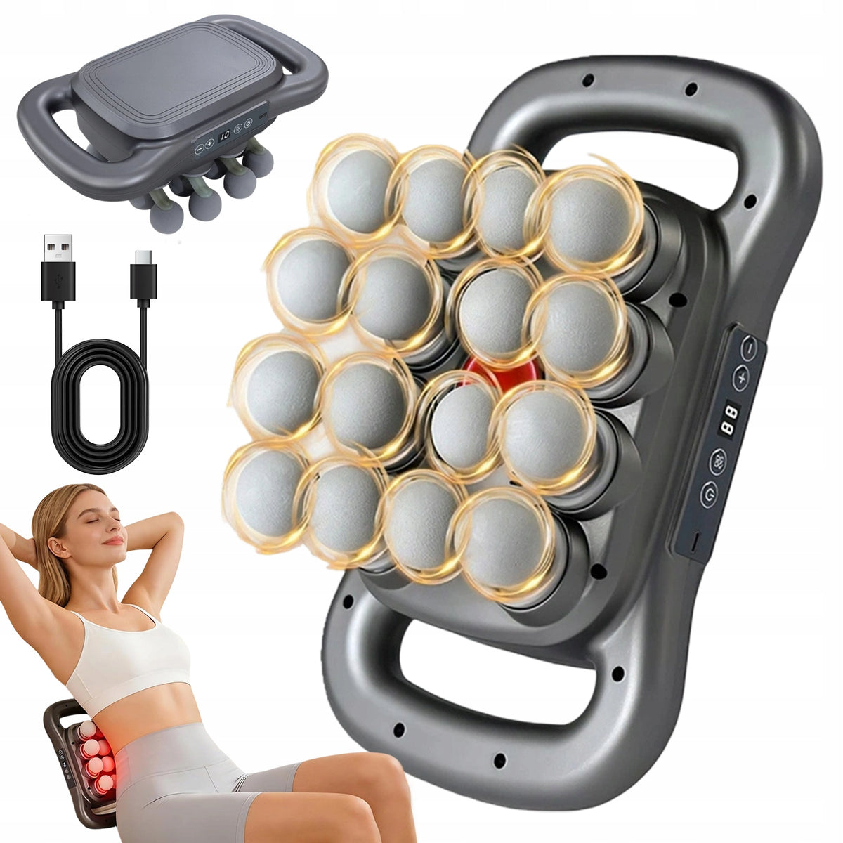BODY MASSAGER 16 HEADS 9 MODES RED LIGHT FOR MUSCLES BACK LEG