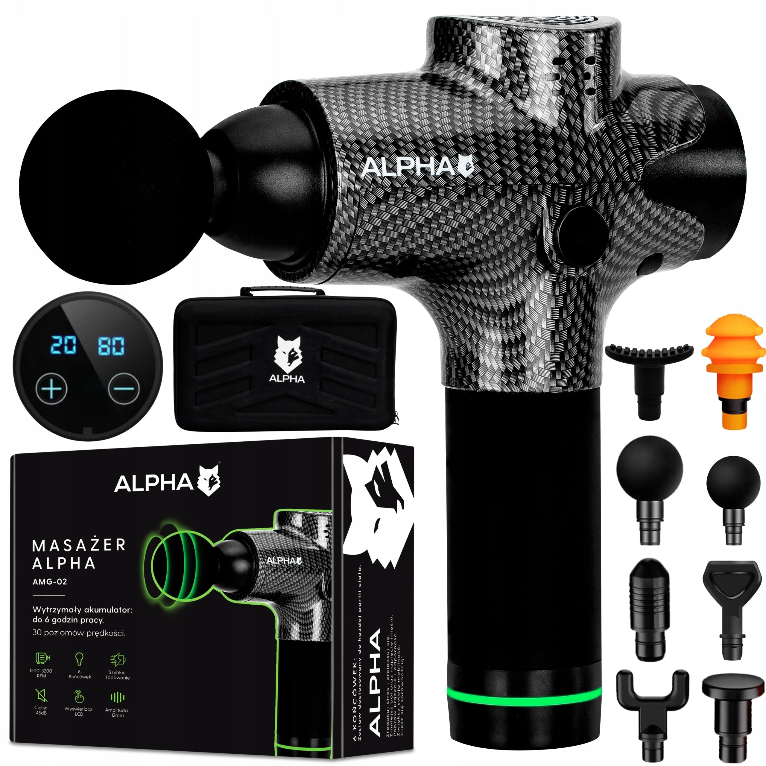 BODY MASSAGER ALPHA MASSAGE GUN AMG-02 BLACK FOR BACK MASSAGE GUN